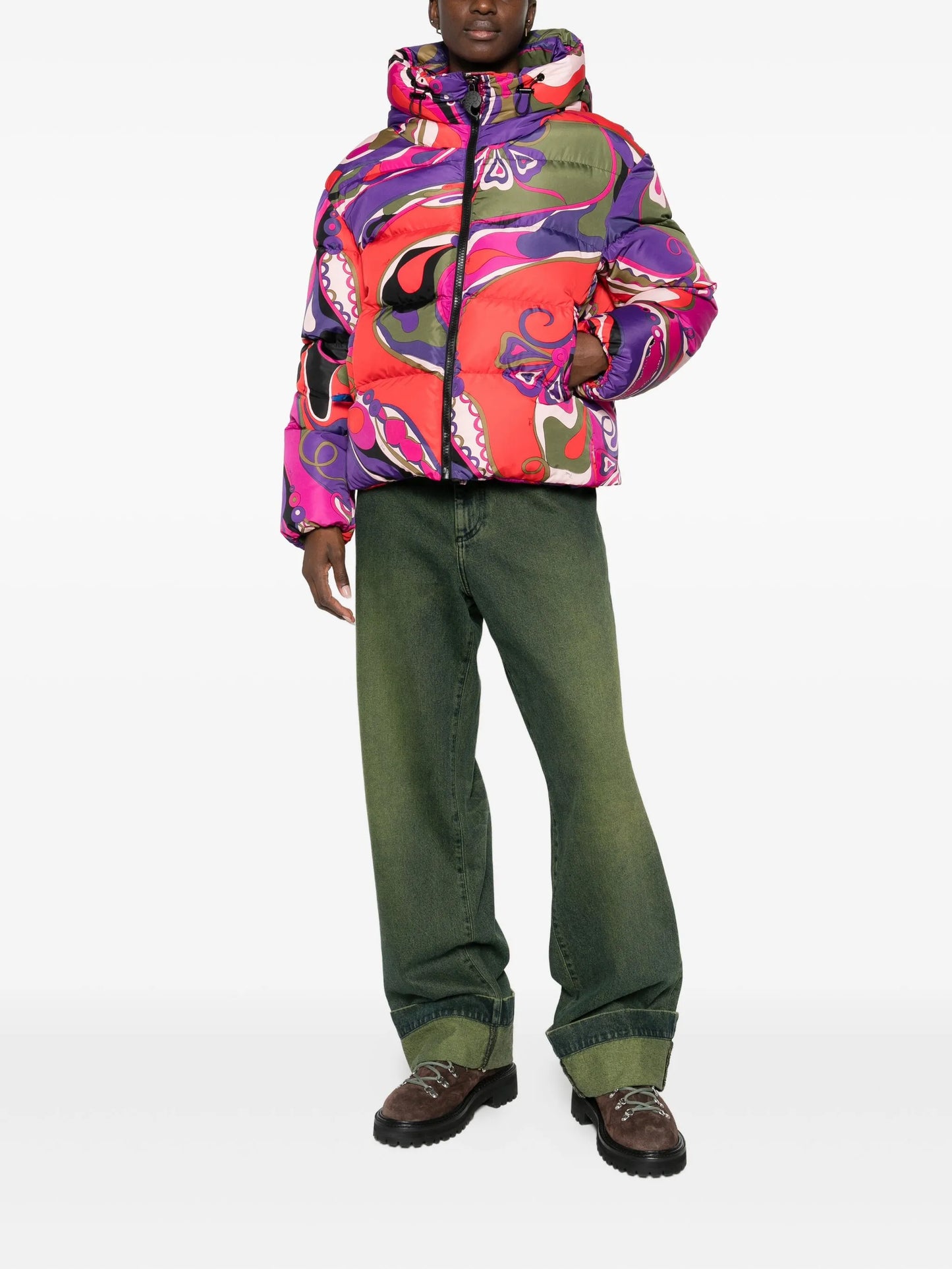 abstract-print puffer jacket