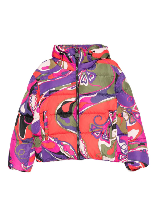 abstract-print puffer jacket