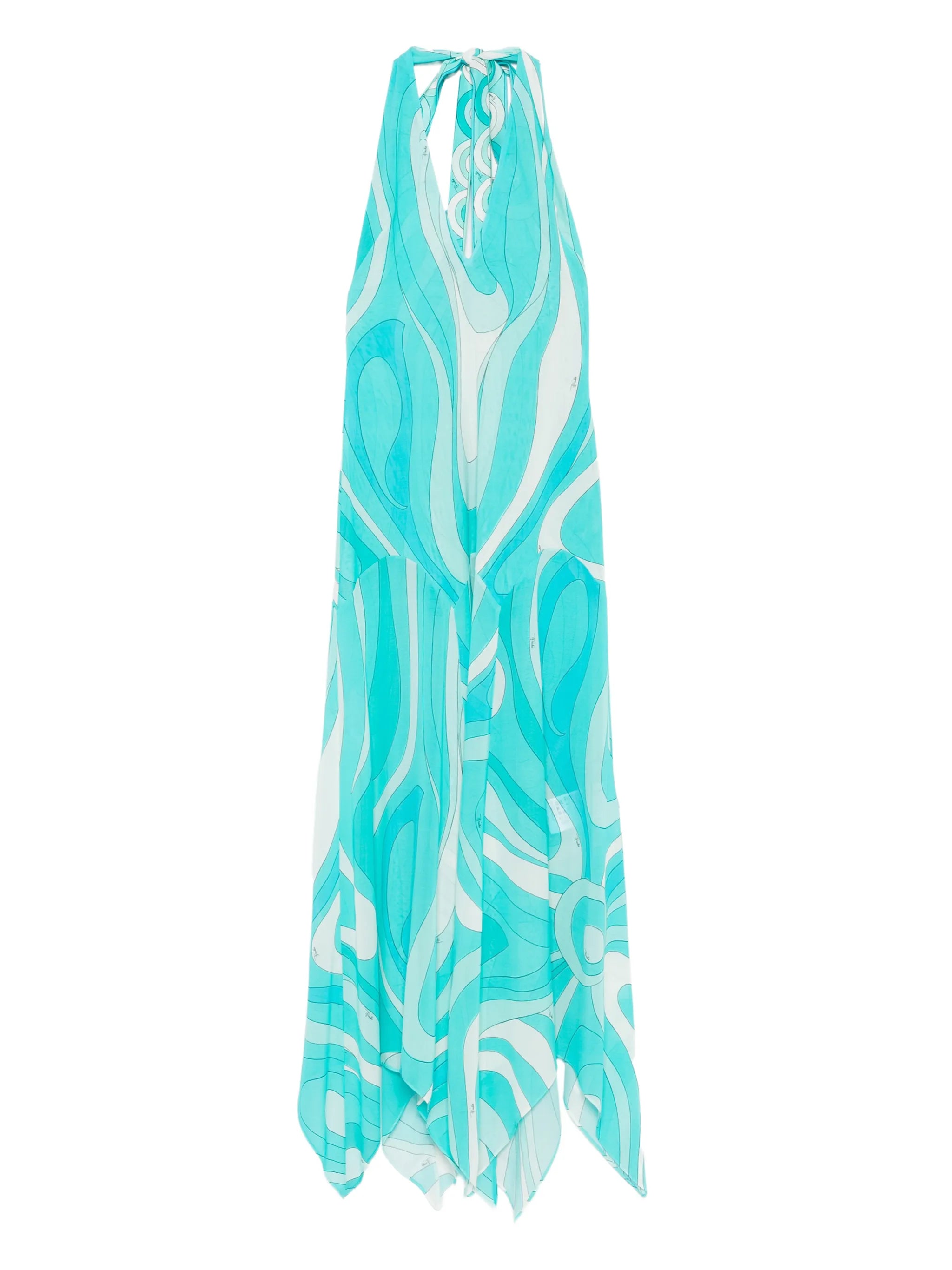 Marmo-print V-neck asymmetric dress