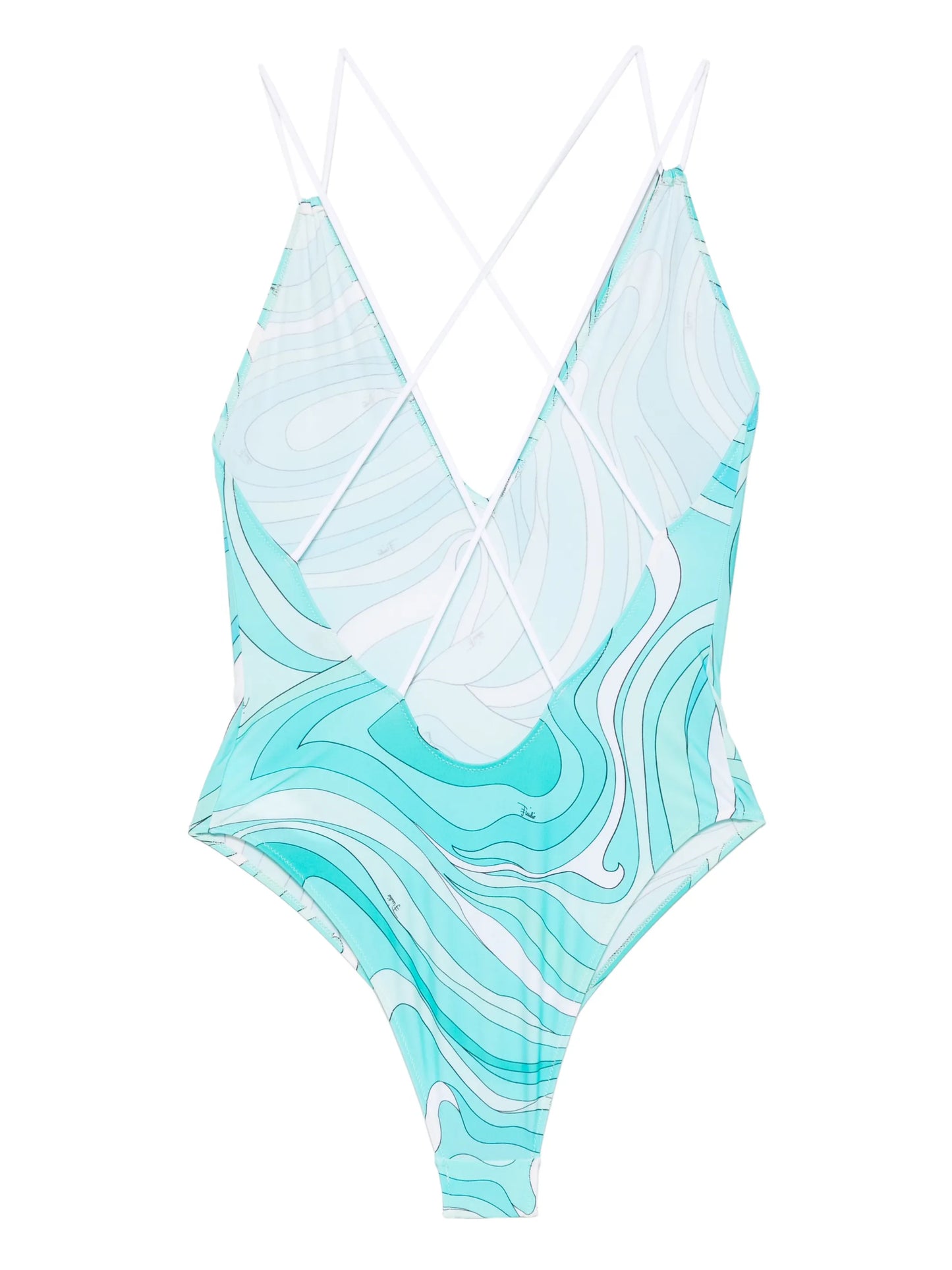 Marmo-print V-neck swimsuit