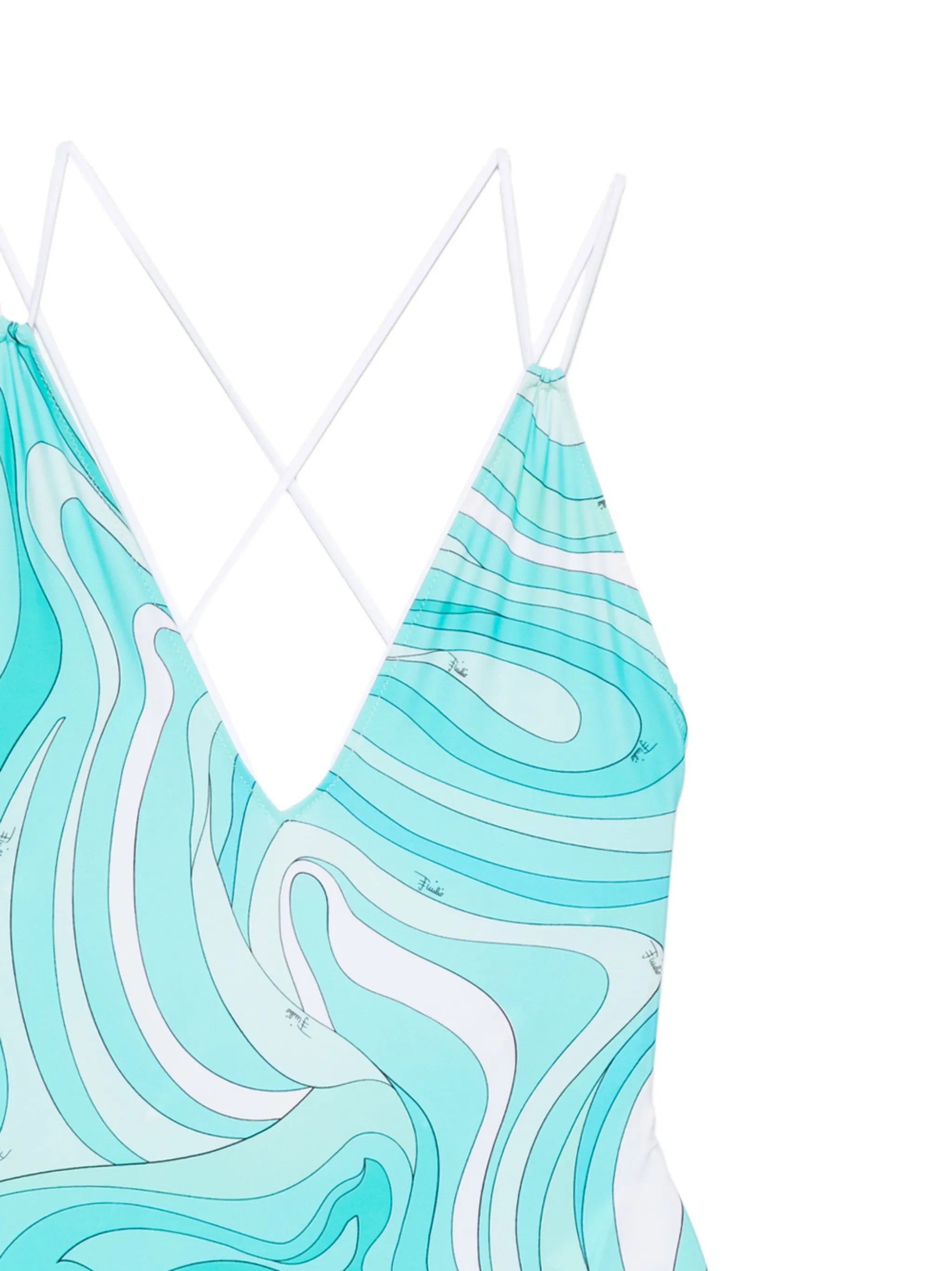Marmo-print V-neck swimsuit