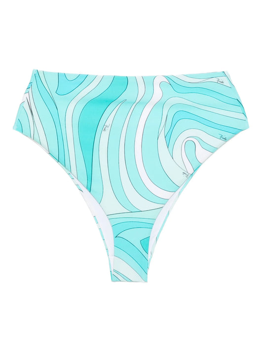 Marmo print high-waisted bikini bottom