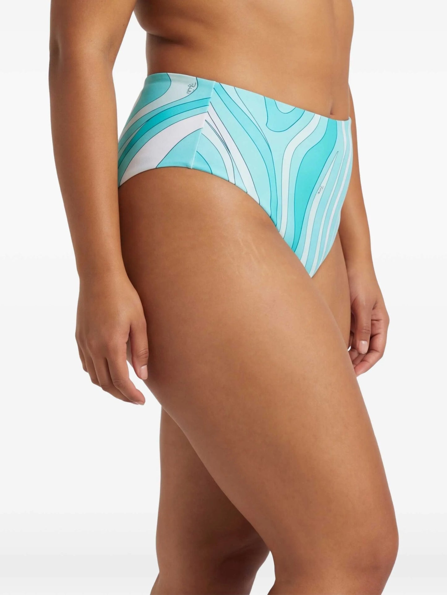 Marmo-print high-waist bikini bottom