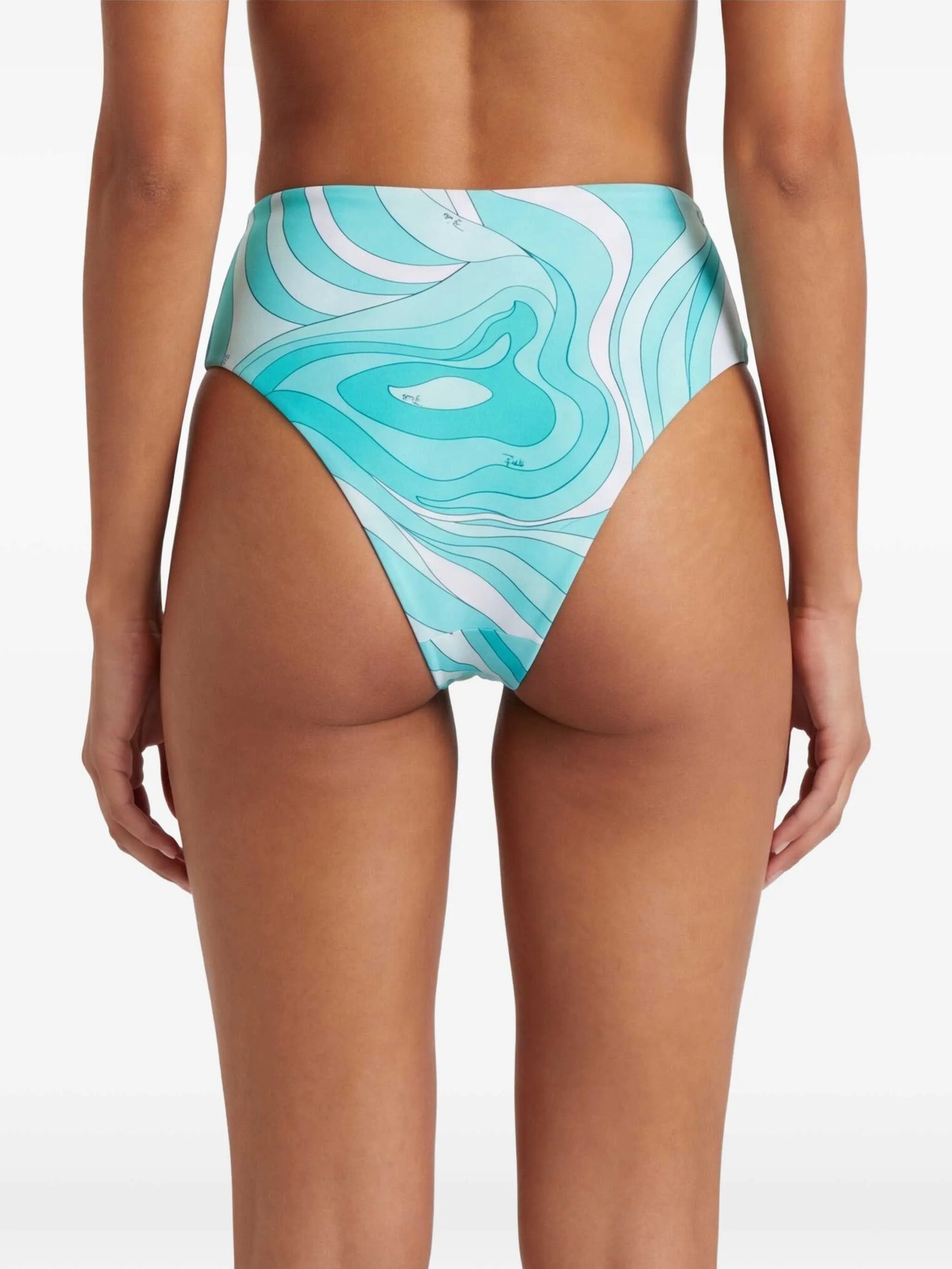 Marmo-print high-waist bikini bottom