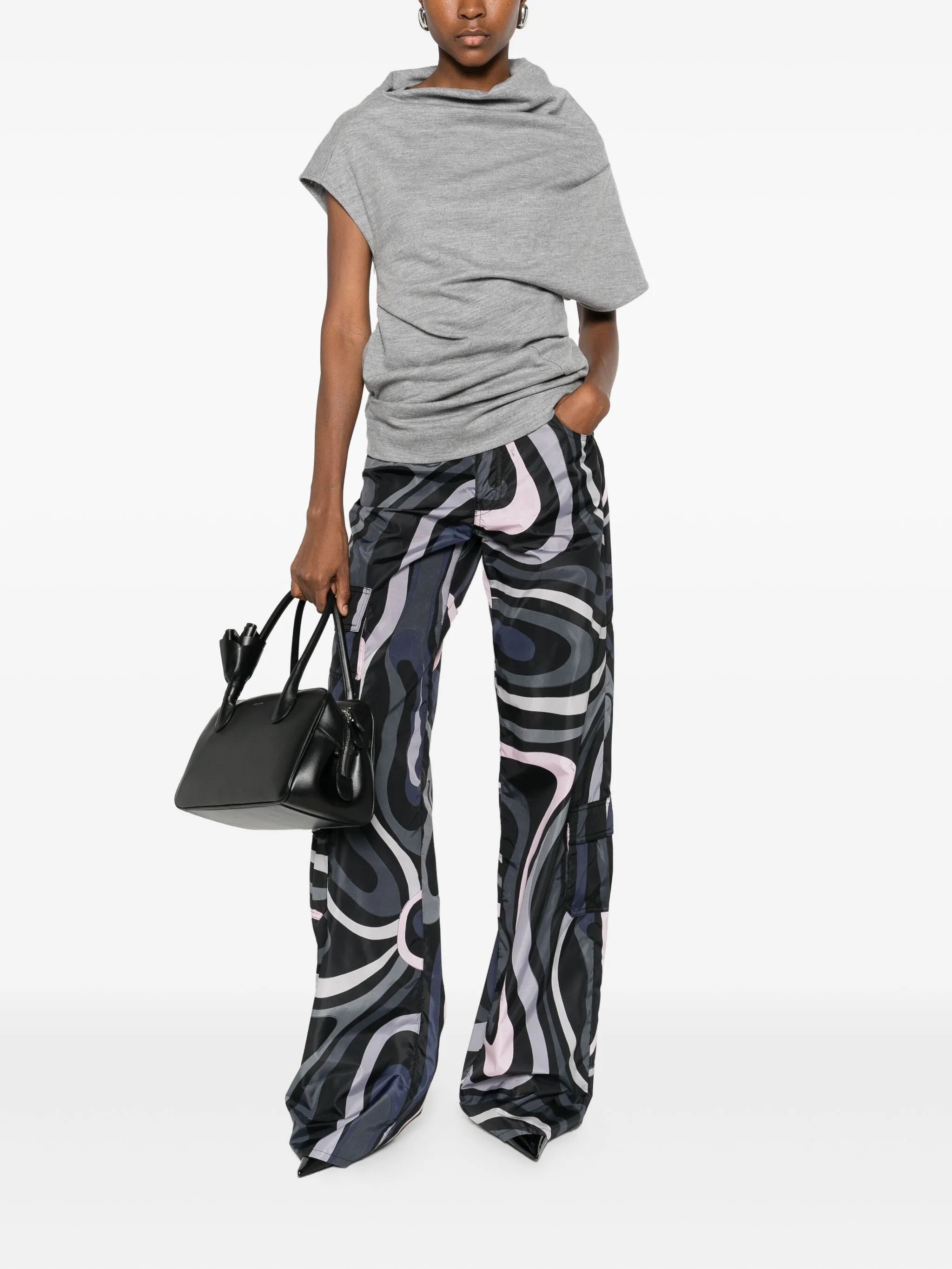 marmo-print cargo trousers