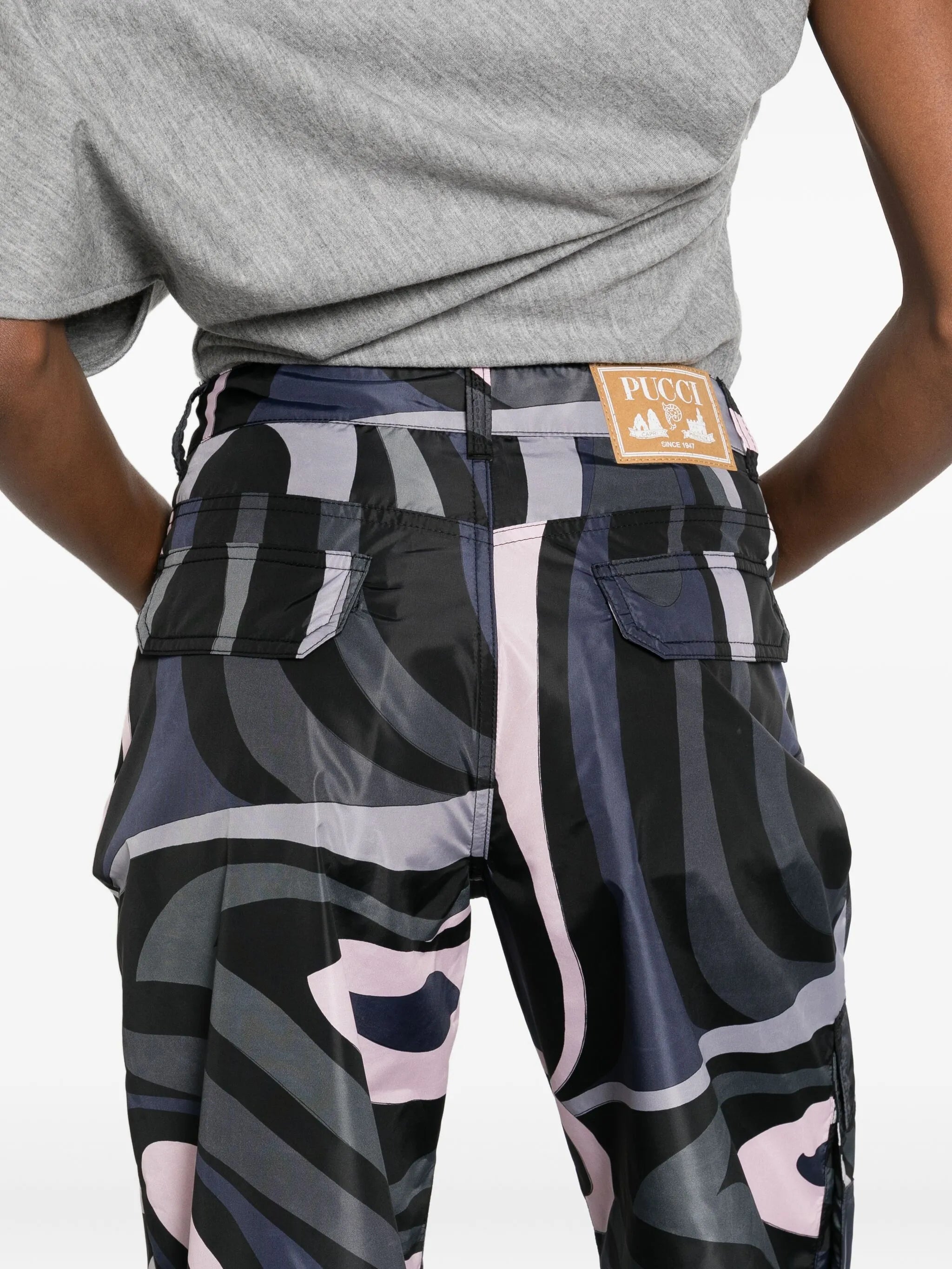 Marmo-print cargo trousers