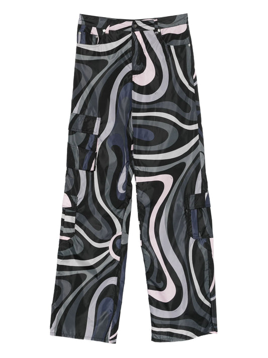 swirl-print cargo trousers