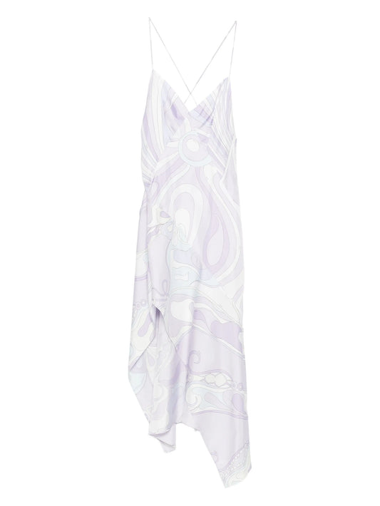 asymmetric v-neck midi dress