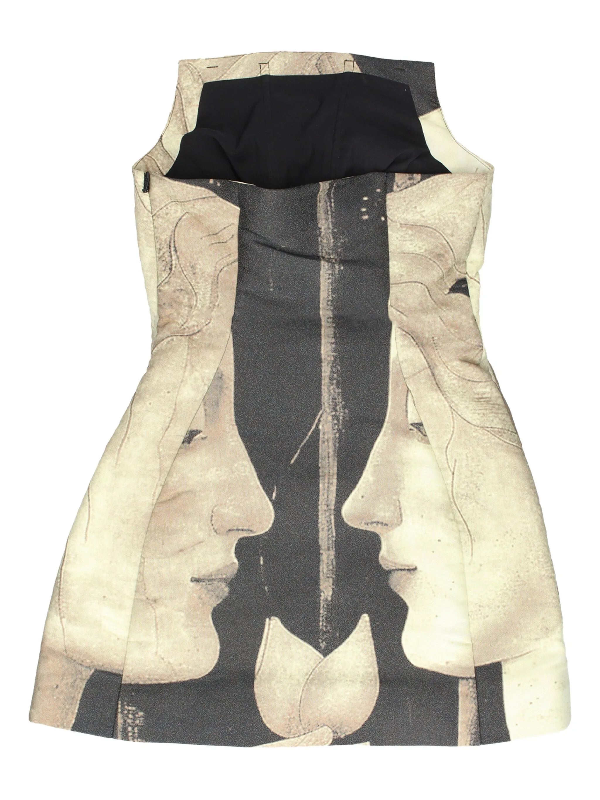 portrait-print strapless mini dress