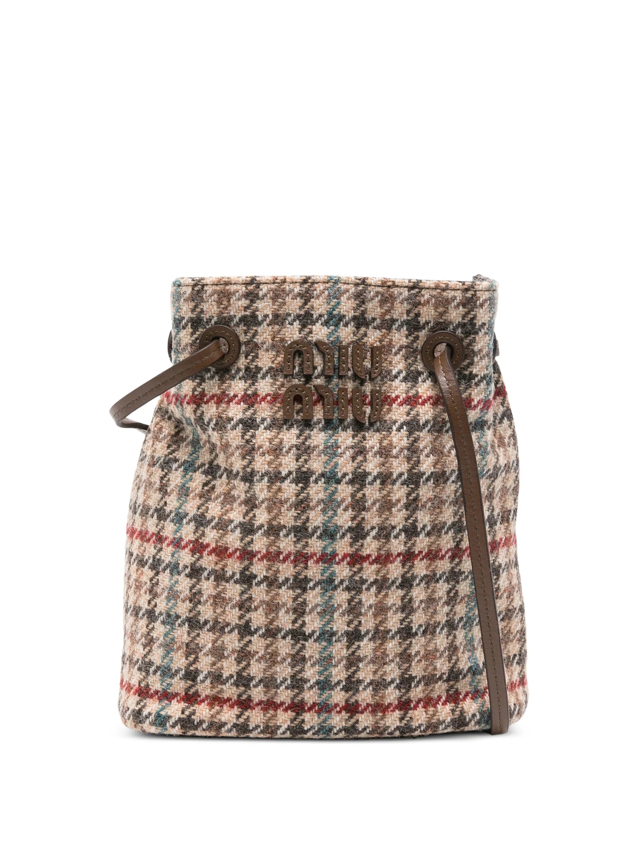 checked logo-appliqué cross body bag
