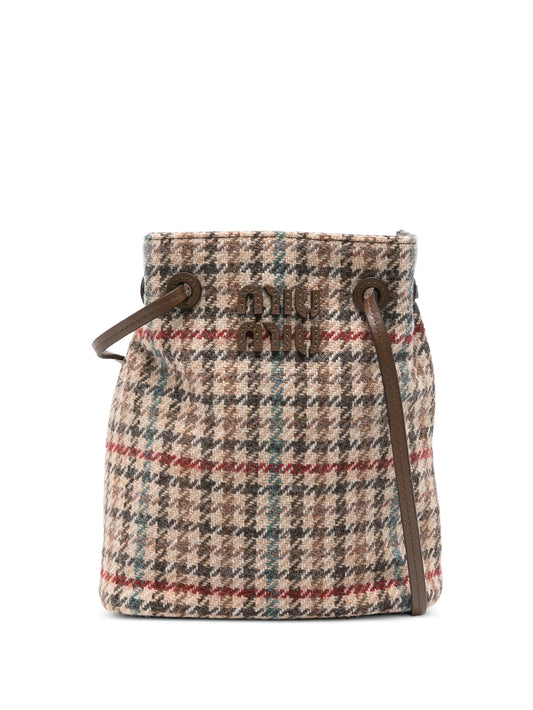 checked logo-appliqué cross body bag