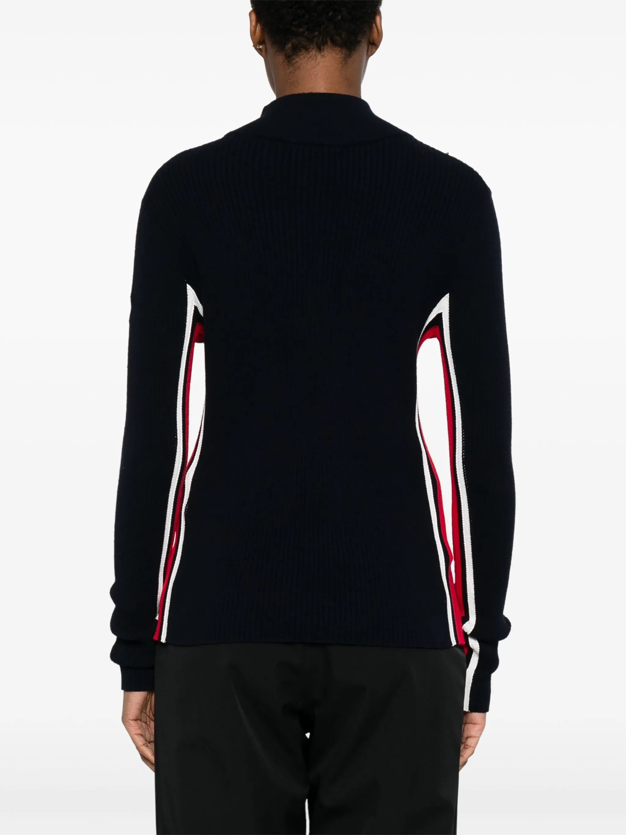 side-stripe zip-neck ski top
