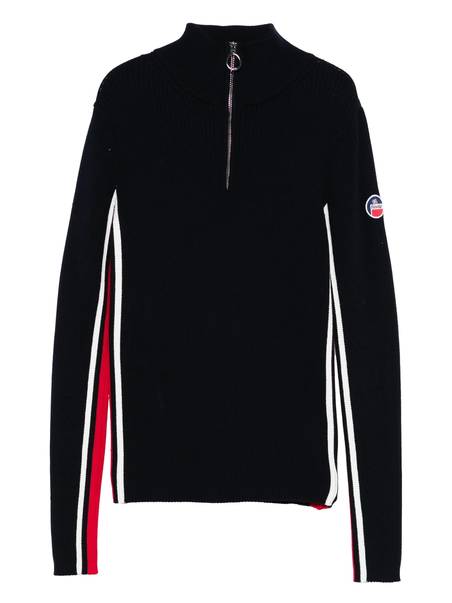 side-stripe zip-neck ski top
