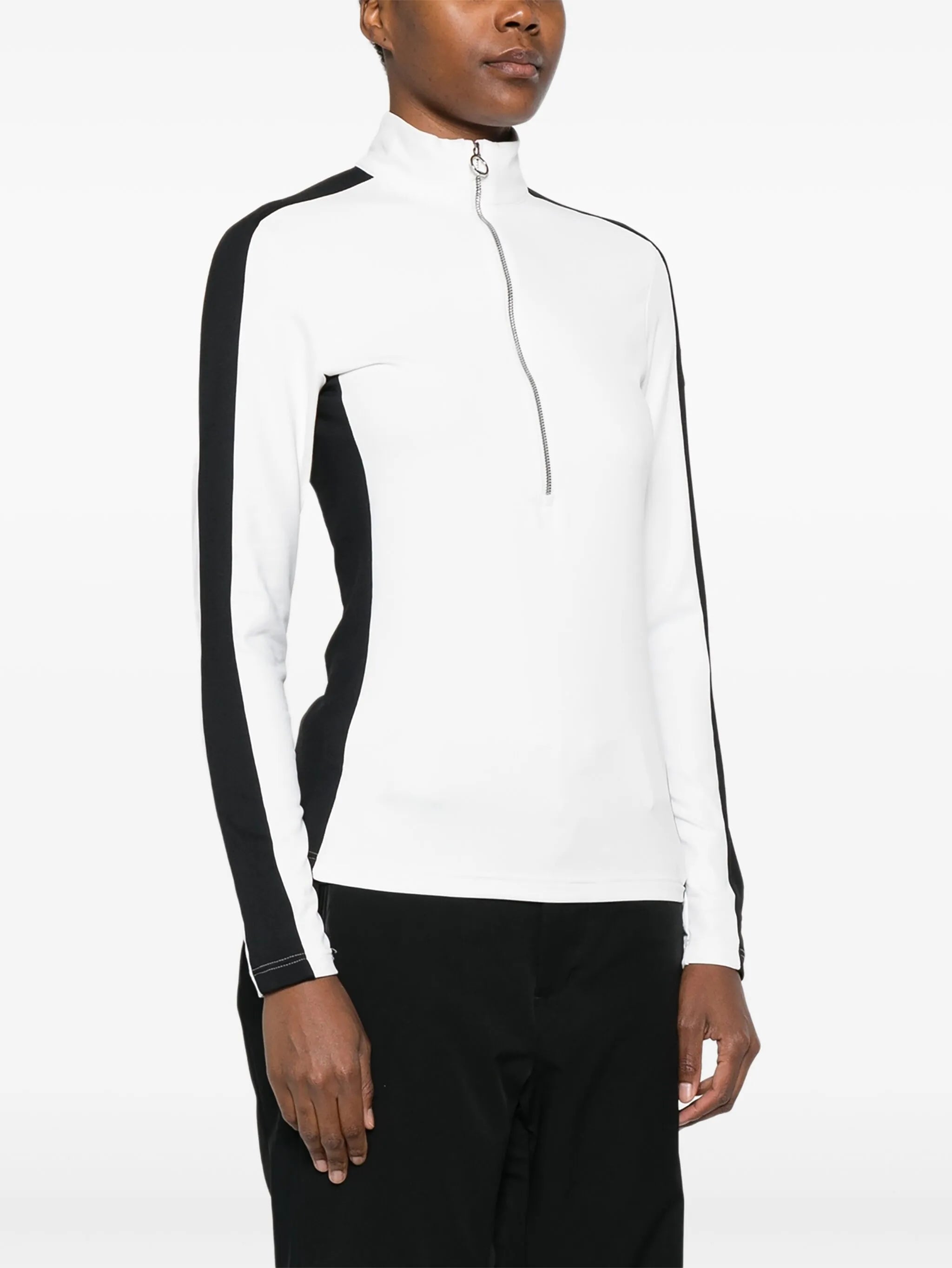 Negam side-stripe zip-neck ski top