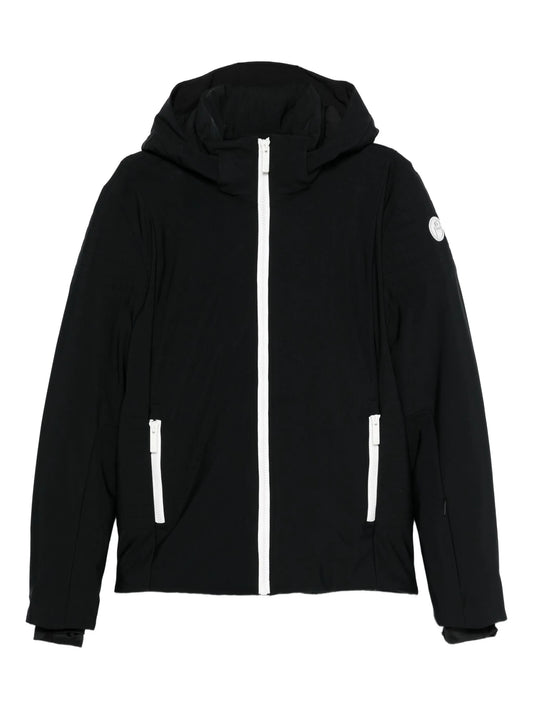 hooded zip-front ski jacket