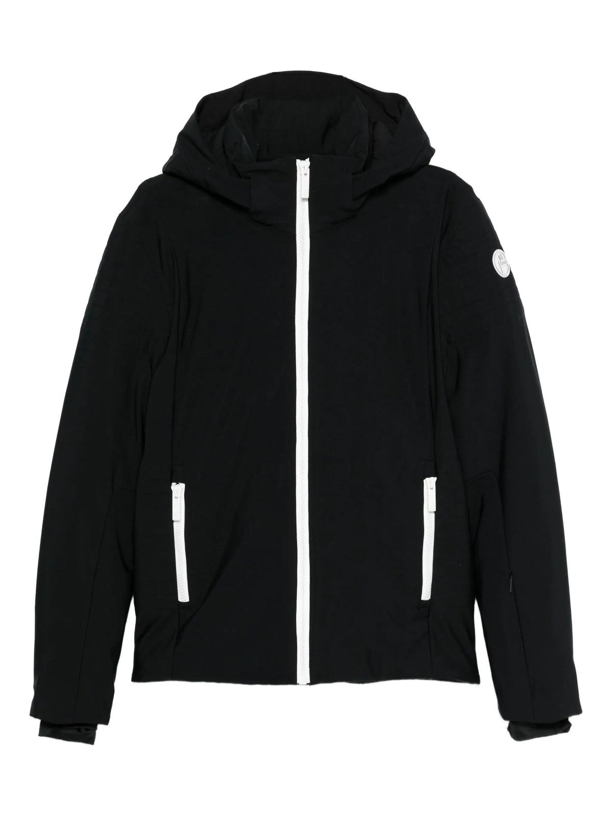 hooded zip-front ski jacket
