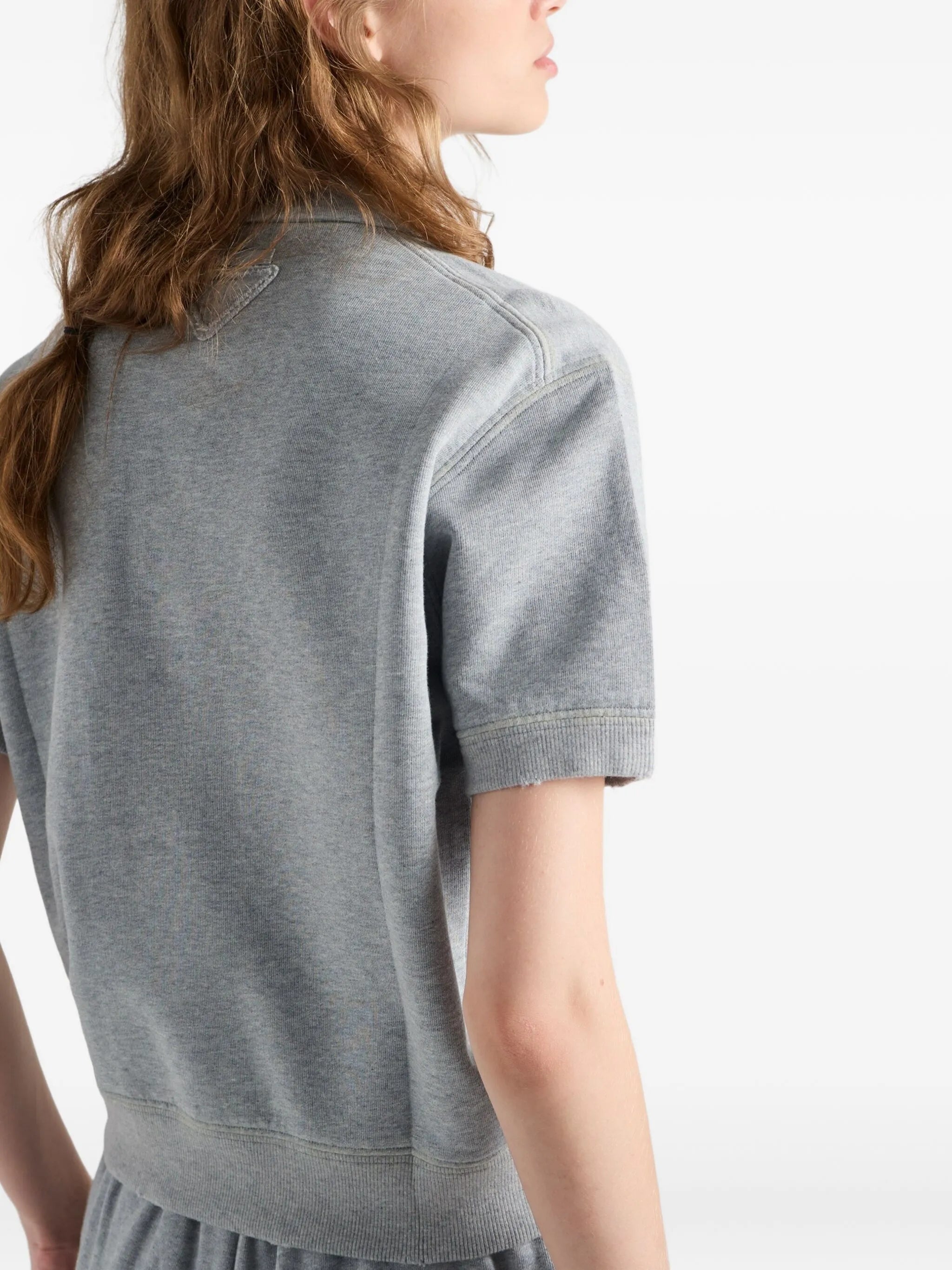 logo-embroidered ribbed-knit polo shirt