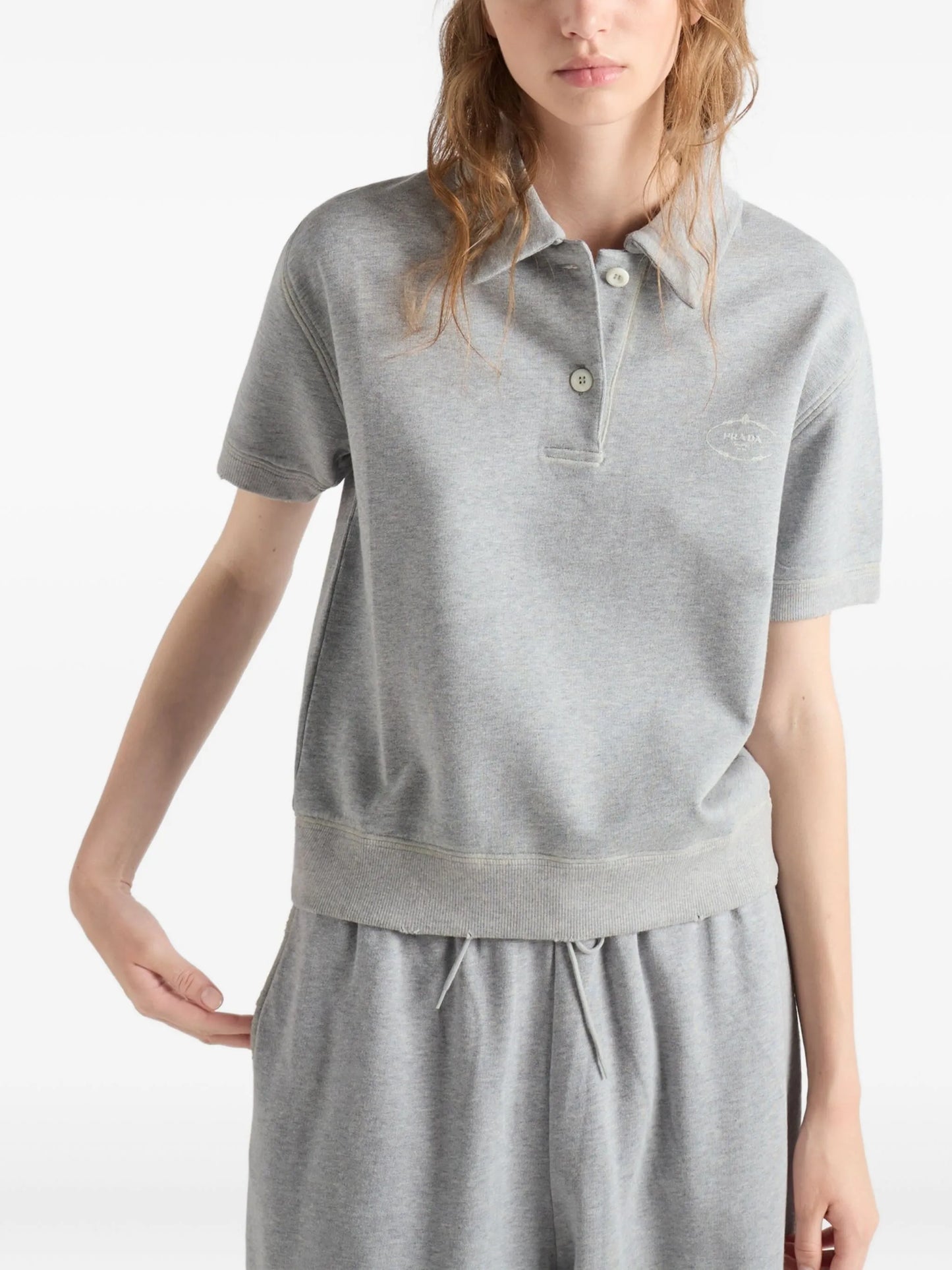 logo-embroidered ribbed-knit polo shirt