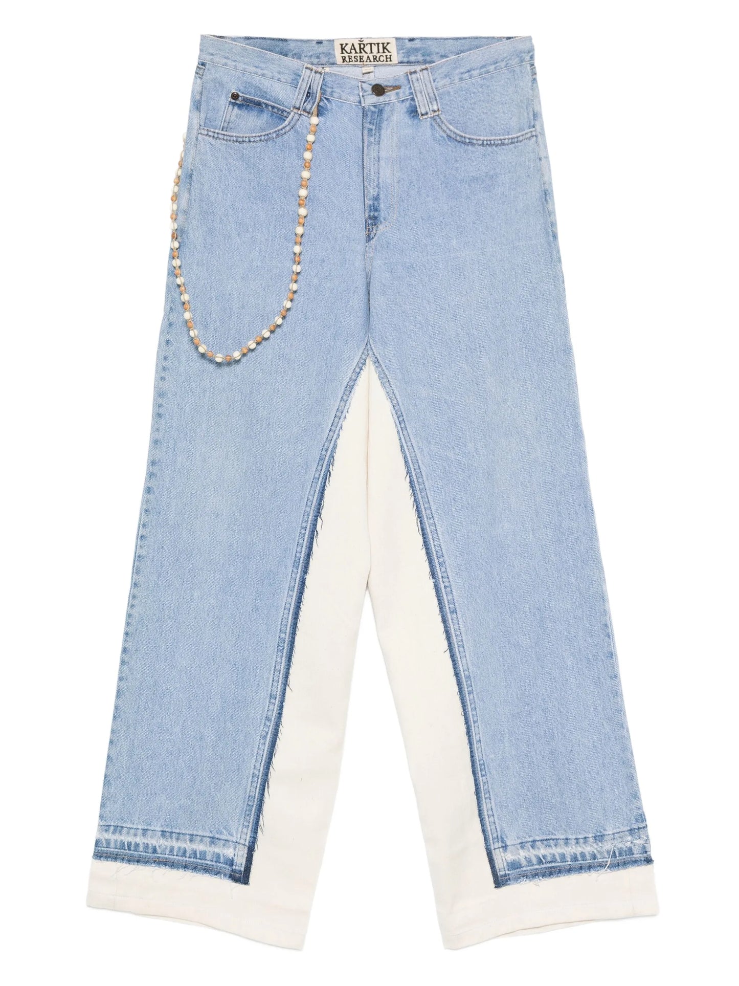 bead-embellished panelled jeans