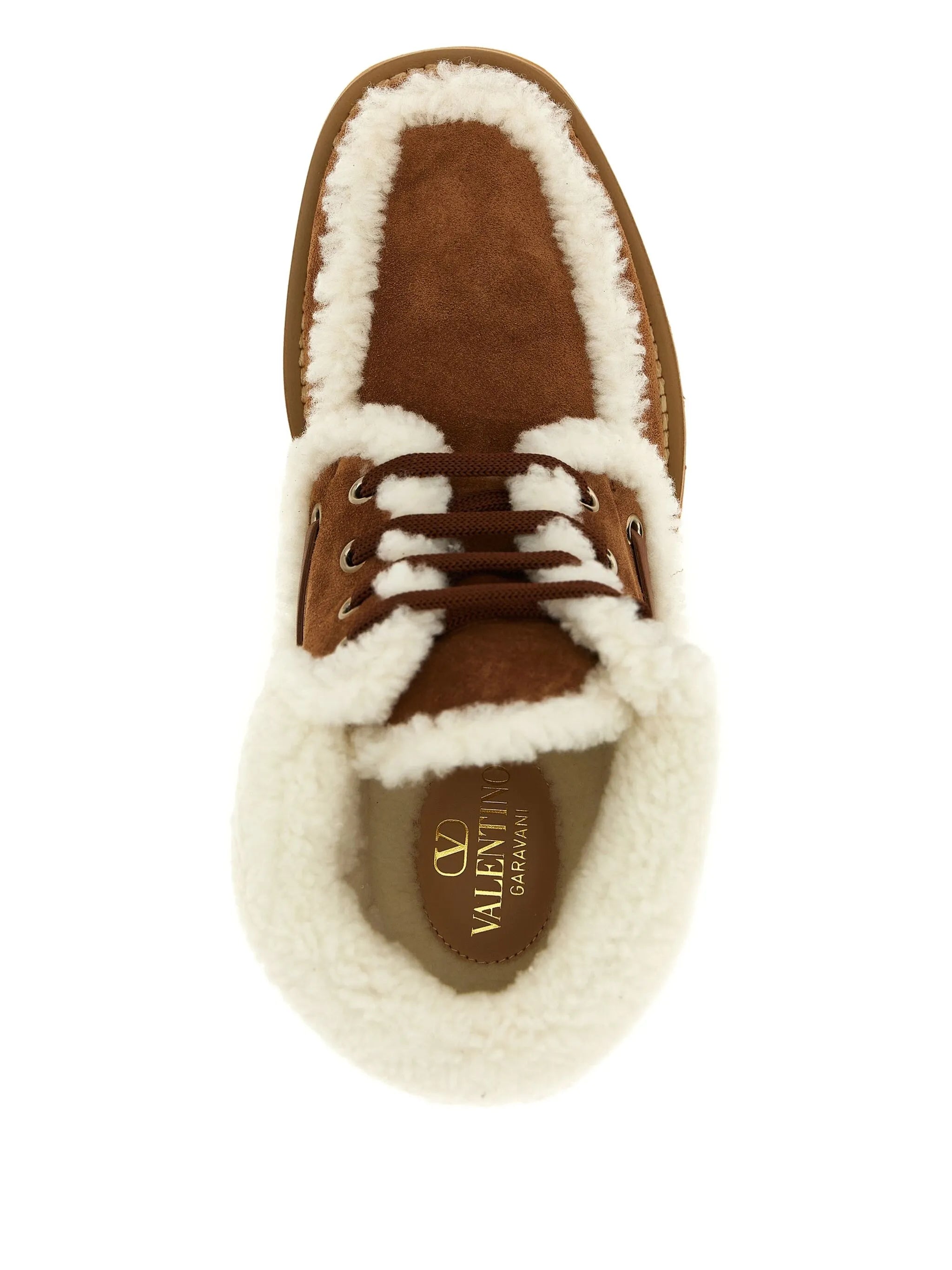 VLogo-detail lace-up leather boots