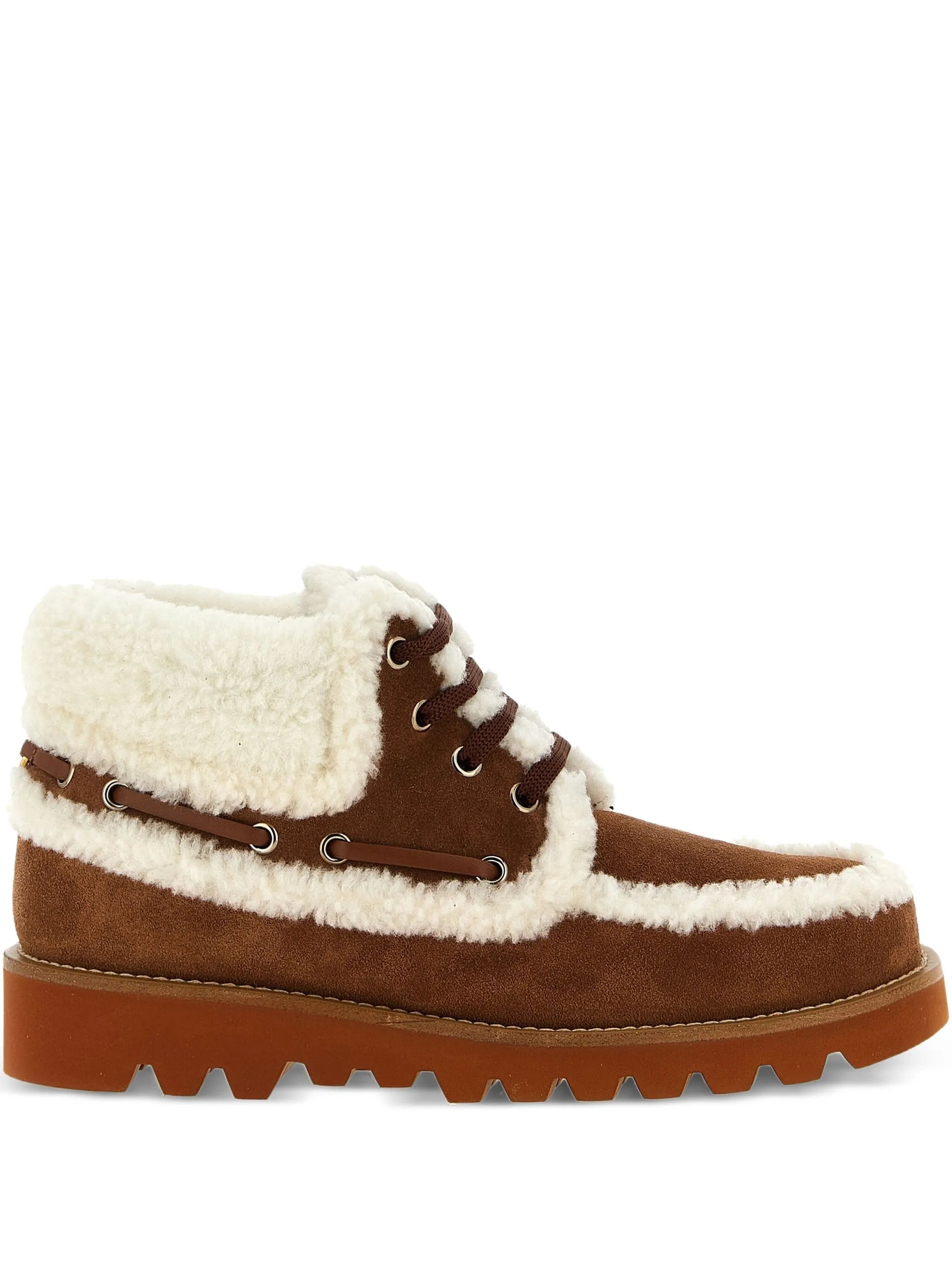 VLogo-detail lace-up leather boots