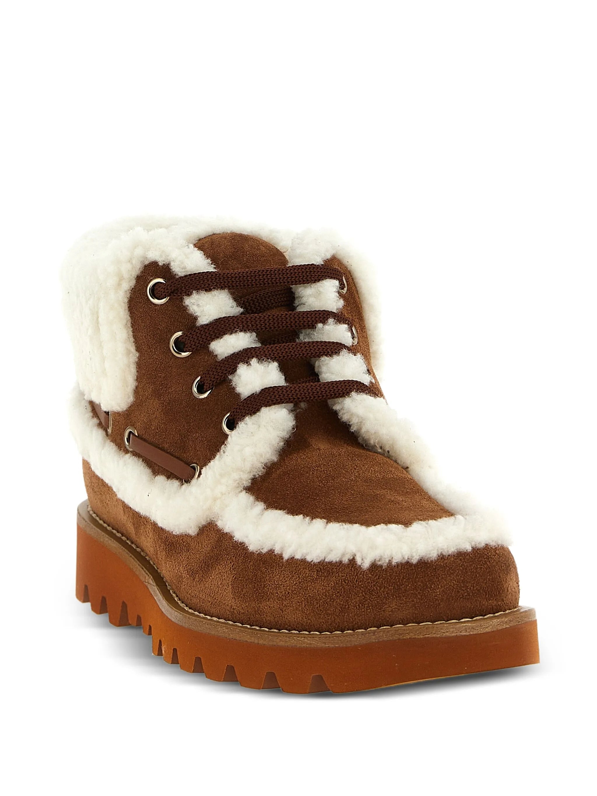 VLogo-detail lace-up leather boots