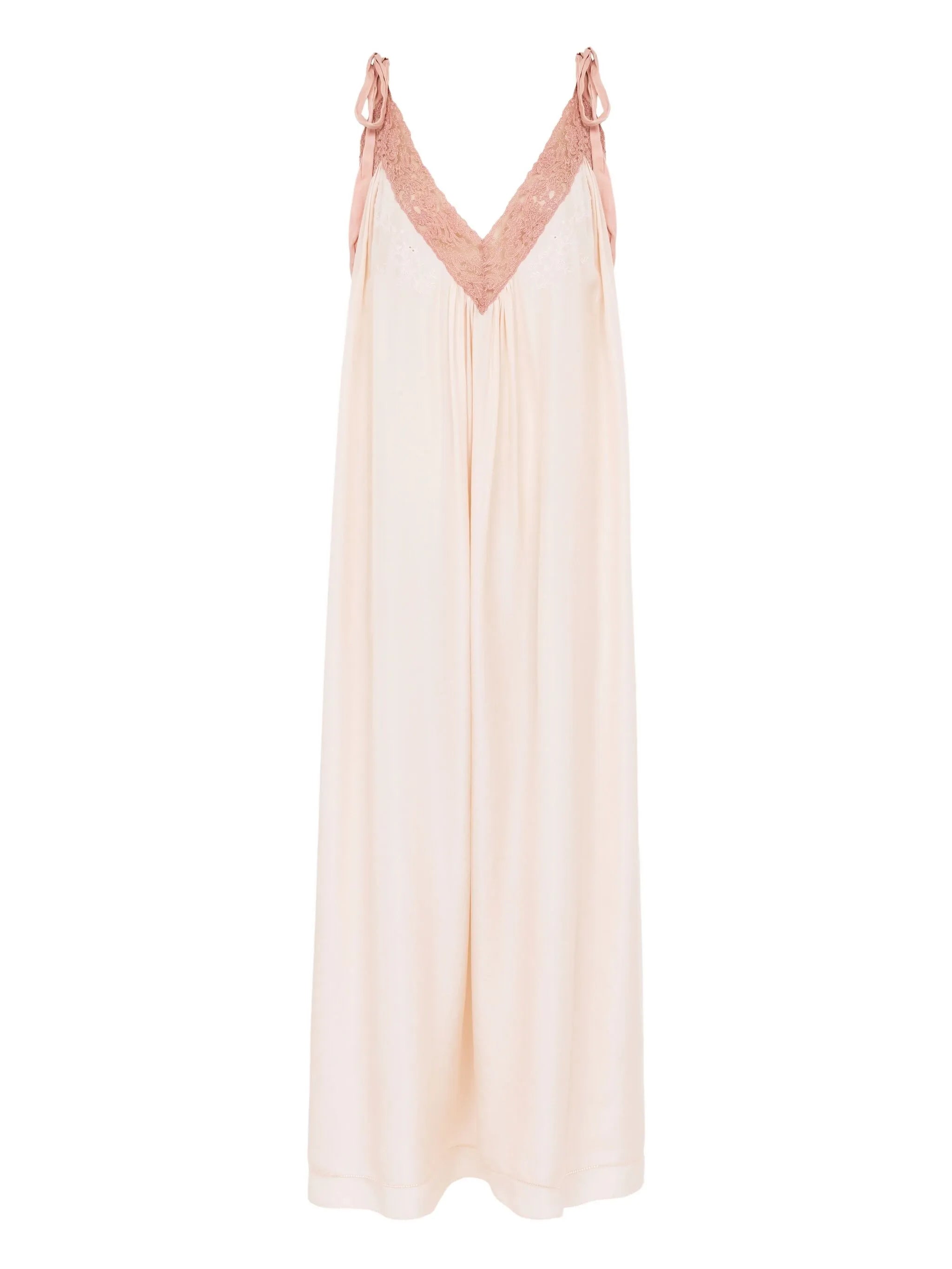silk habotai lace-trim maxi dress