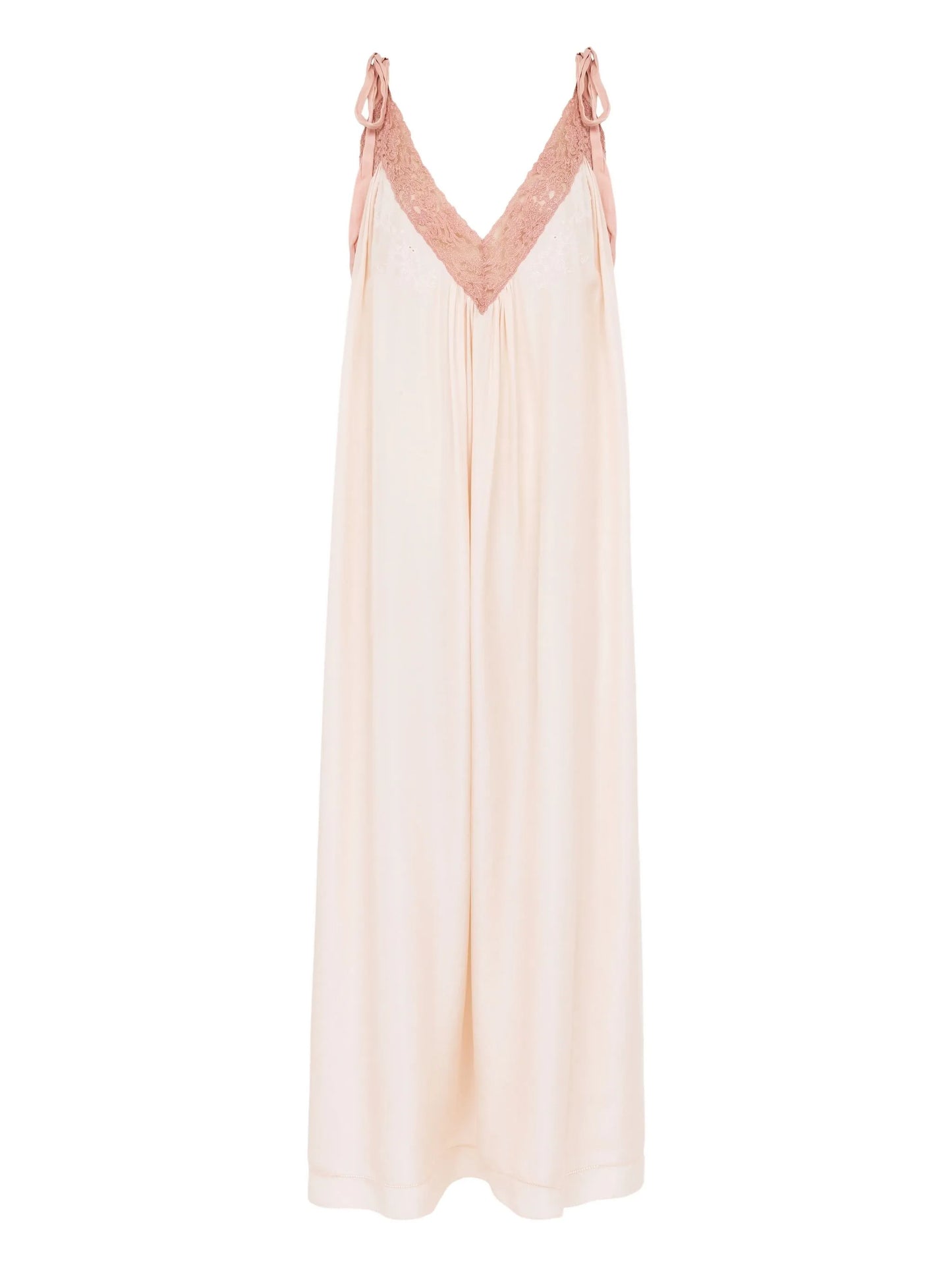 silk habotai lace-trim maxi dress