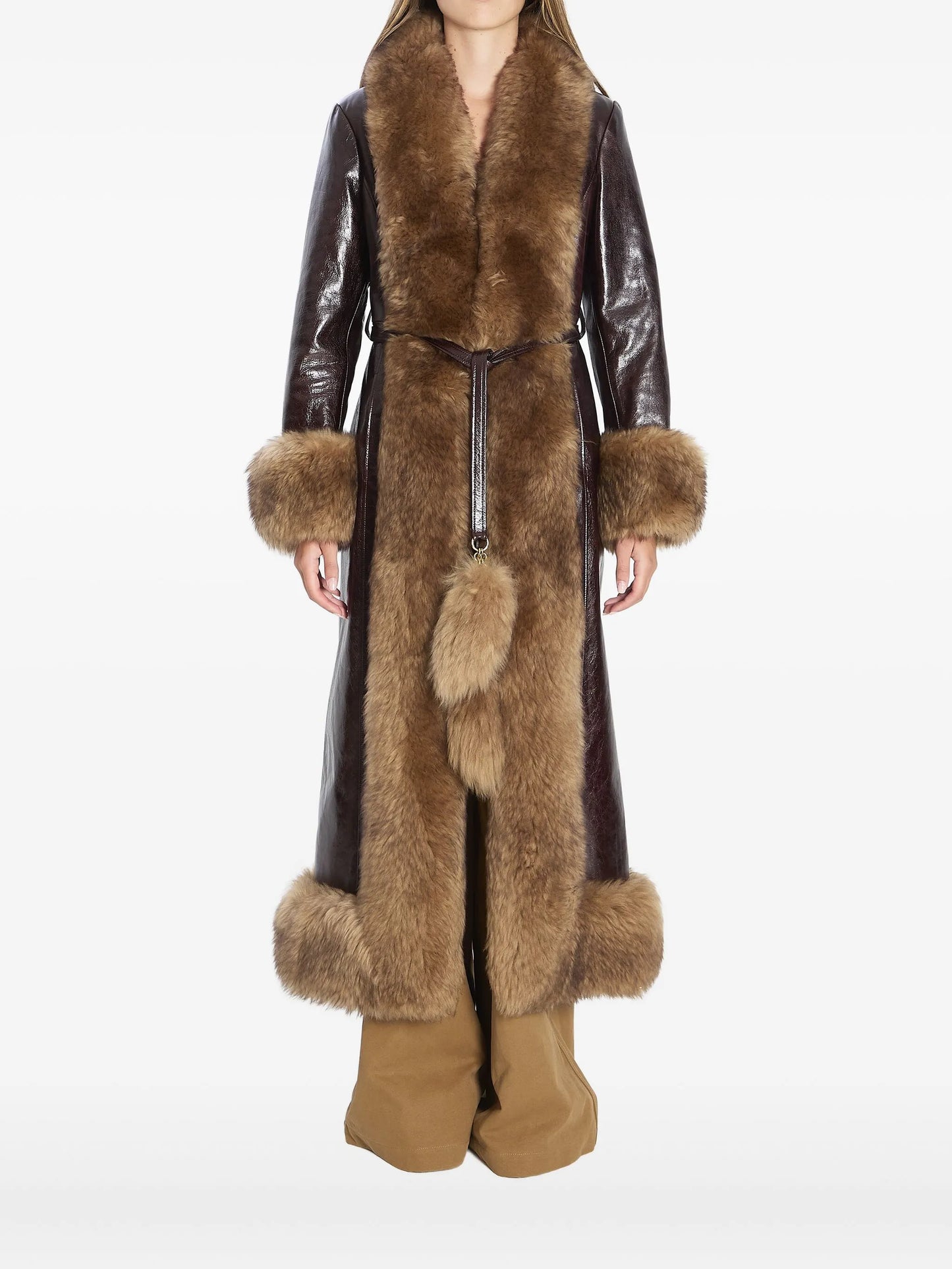 glossy-leather coat