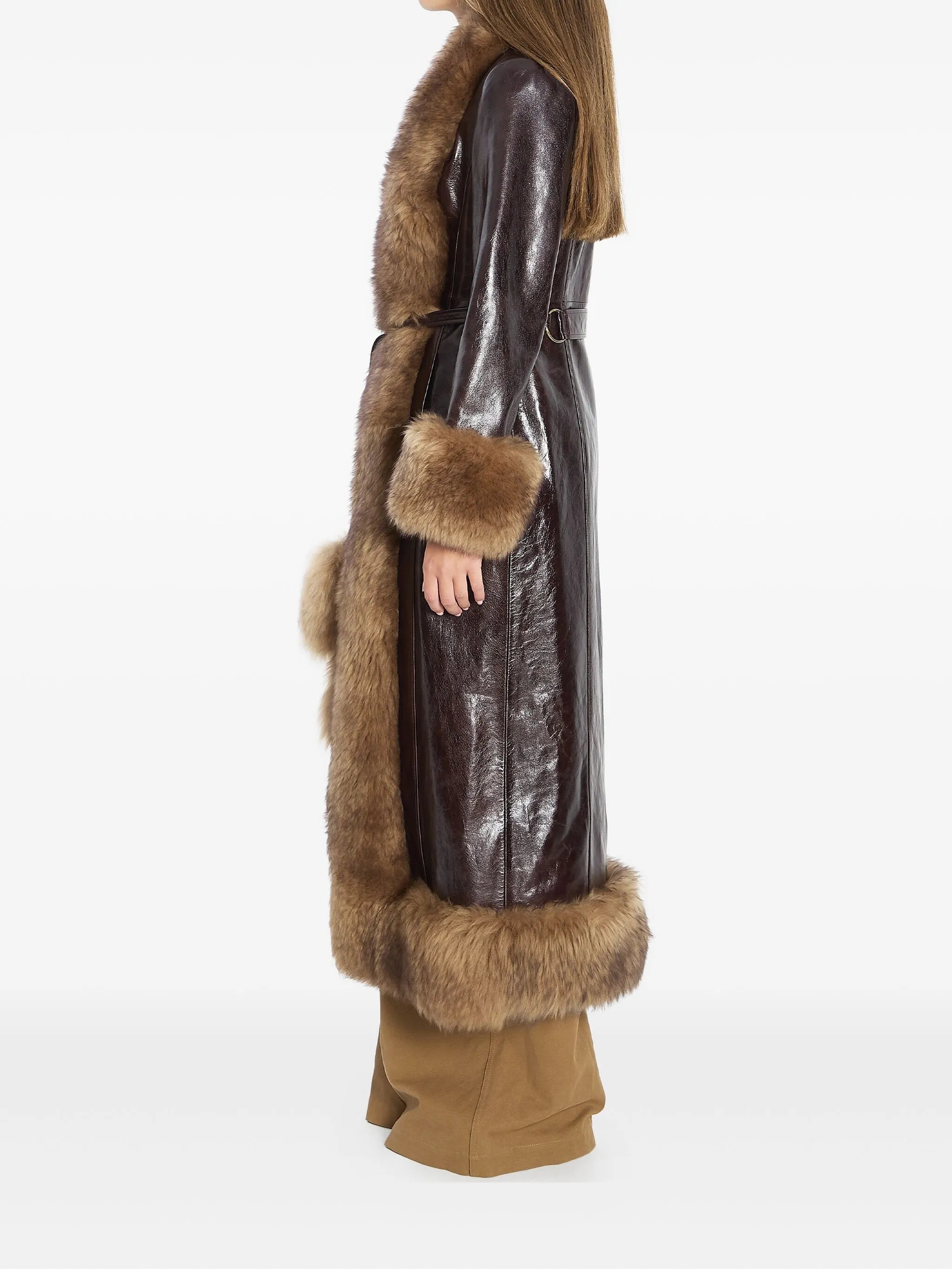 glossy-leather coat
