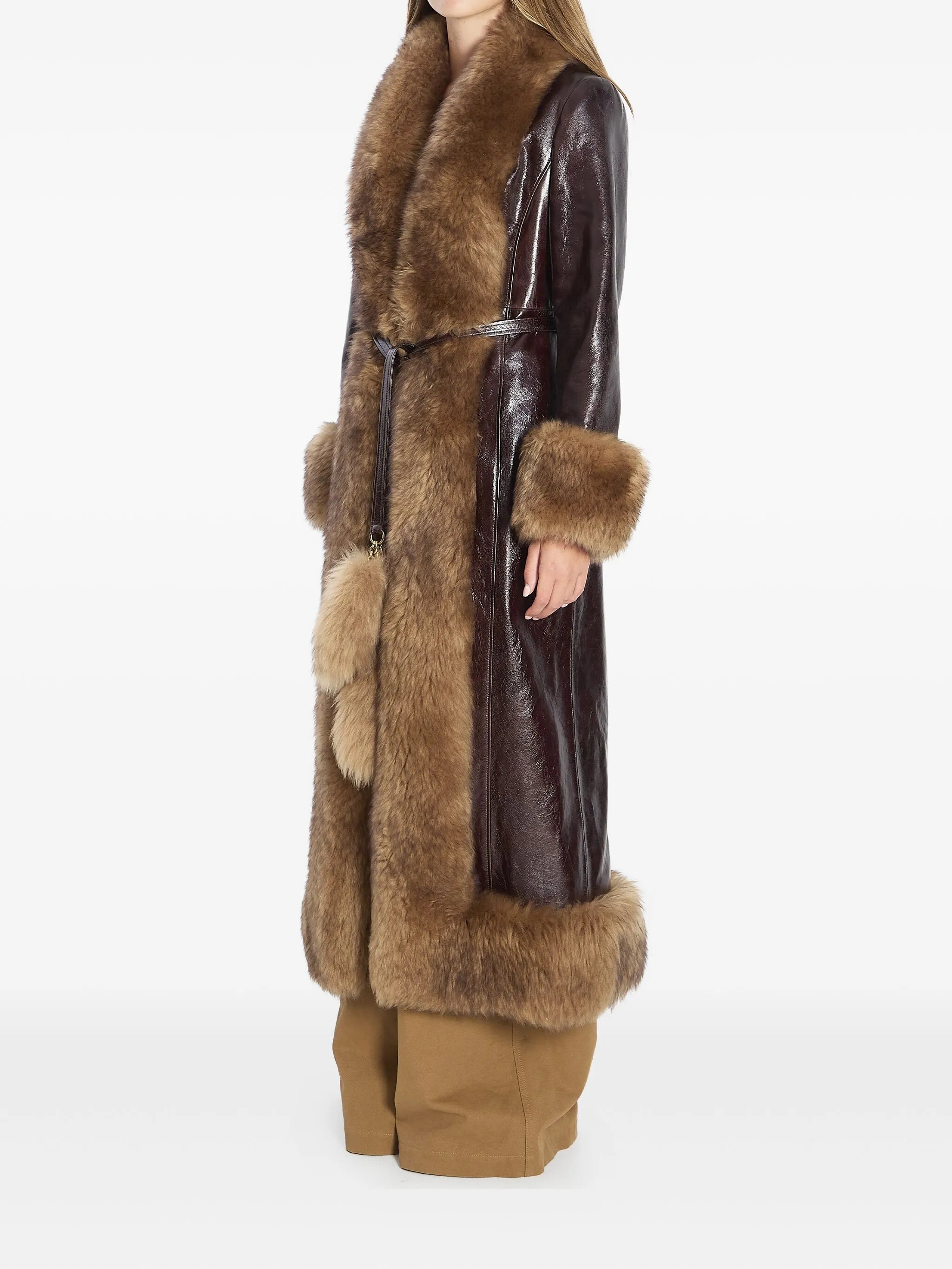 glossy-leather coat