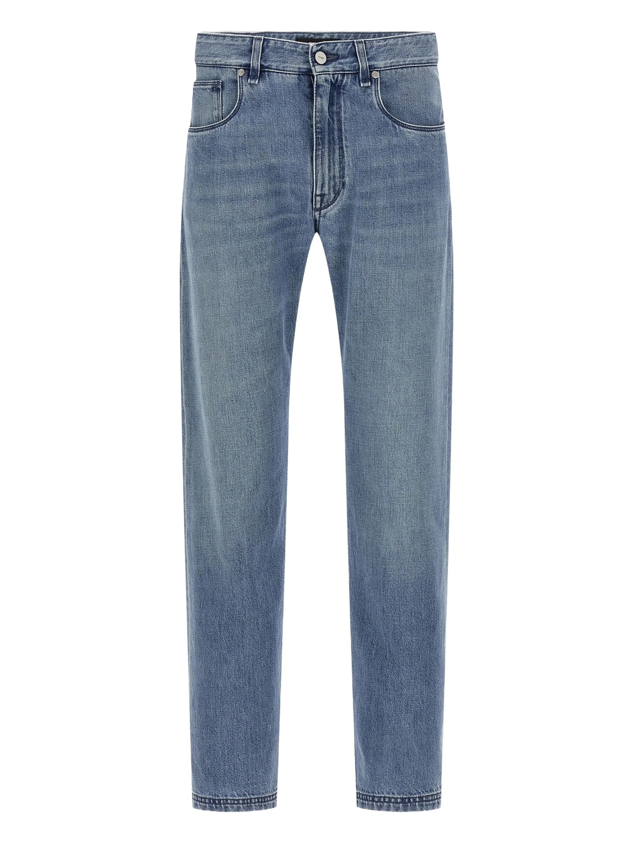 faded-effect five-pocket jeans