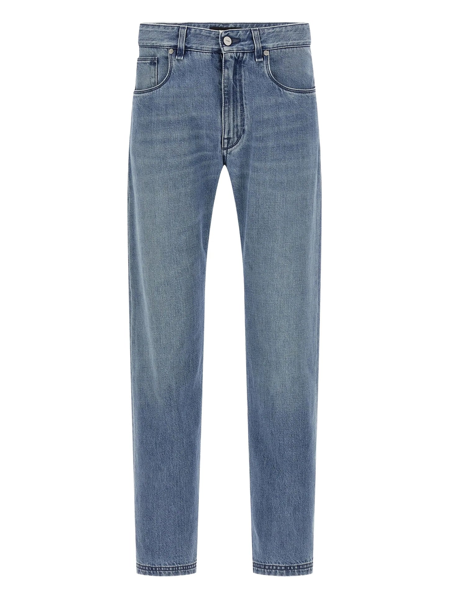 faded-effect five-pocket jeans