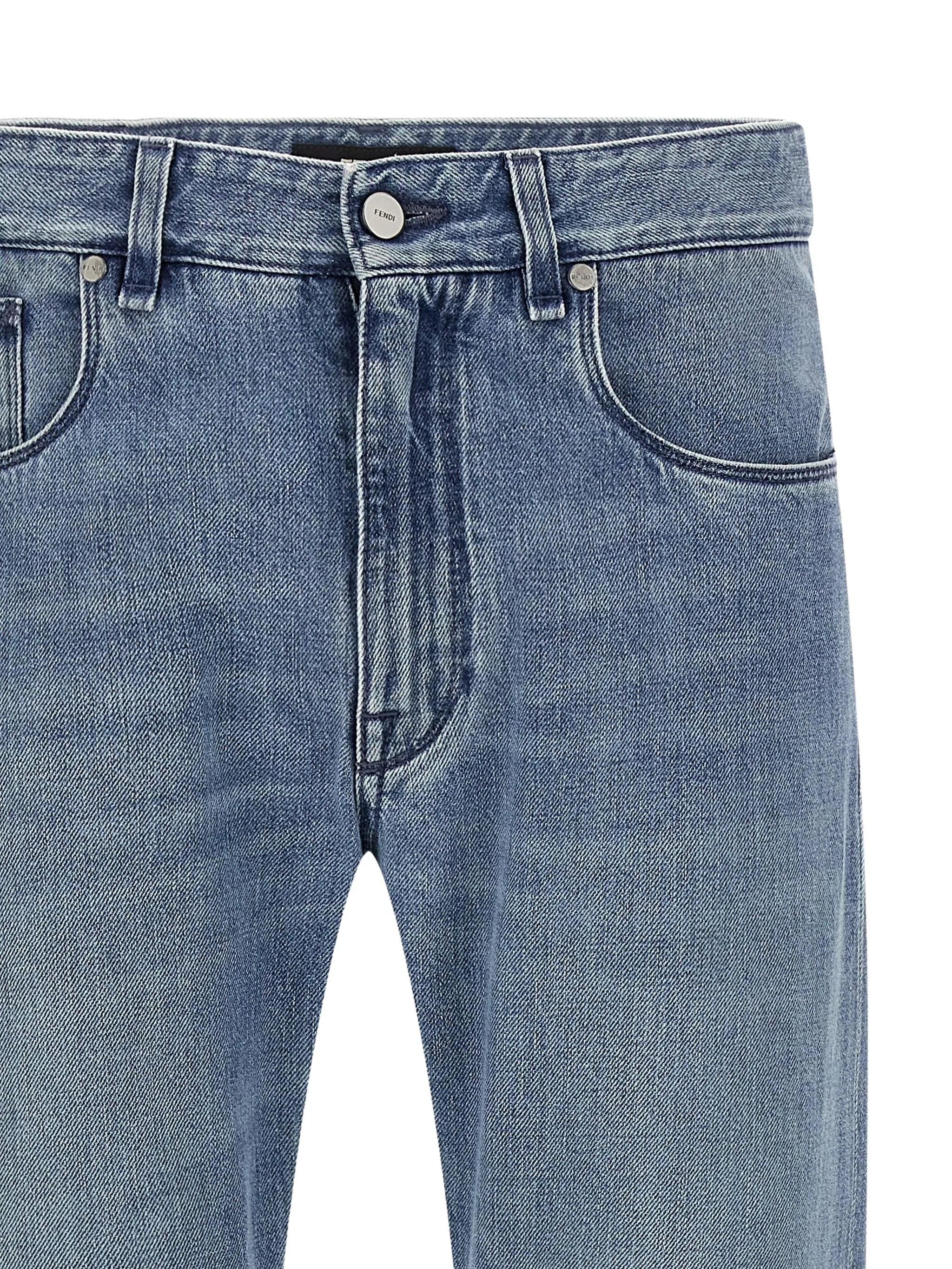 faded-effect five-pocket jeans