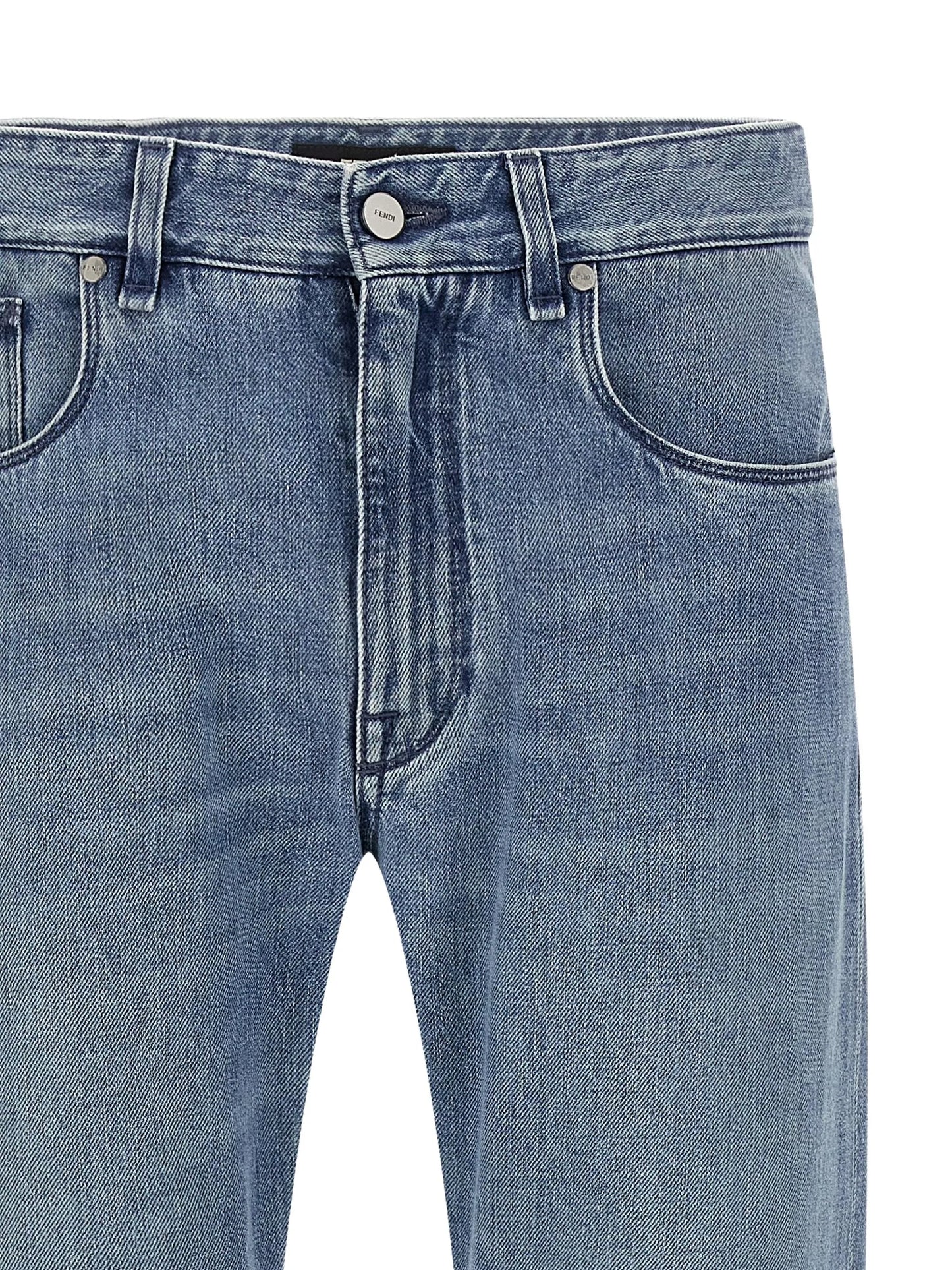 faded-effect five-pocket jeans