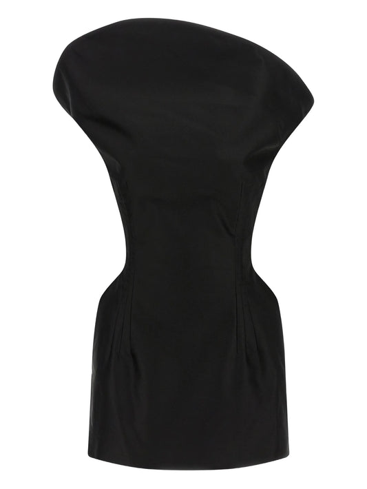 asymmetrical sculpted cotton mini dress