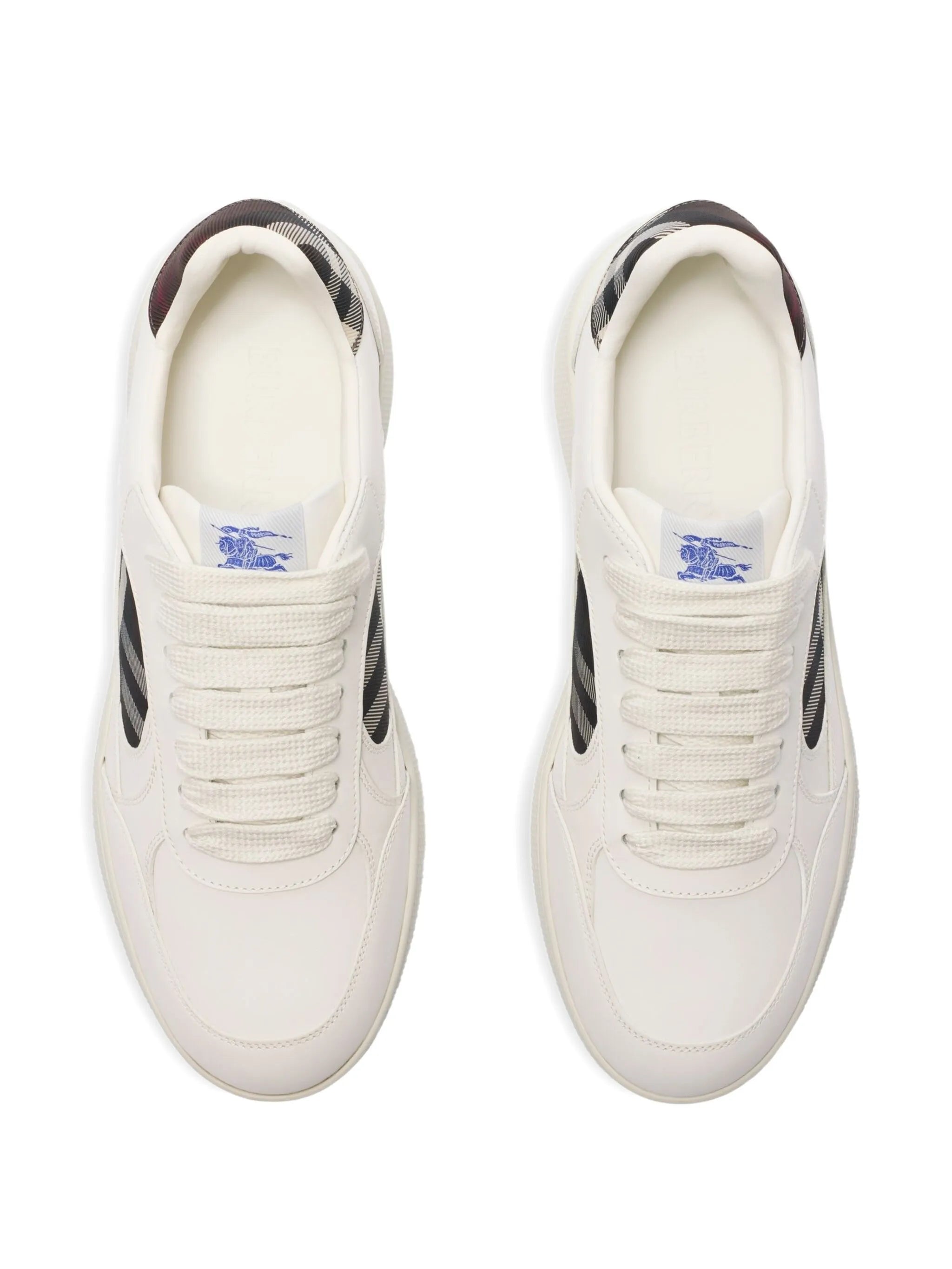 Terrace check-panel leather sneakers