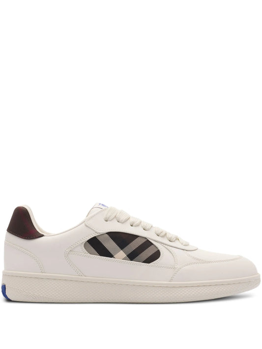 Terrace check-panel leather sneakers