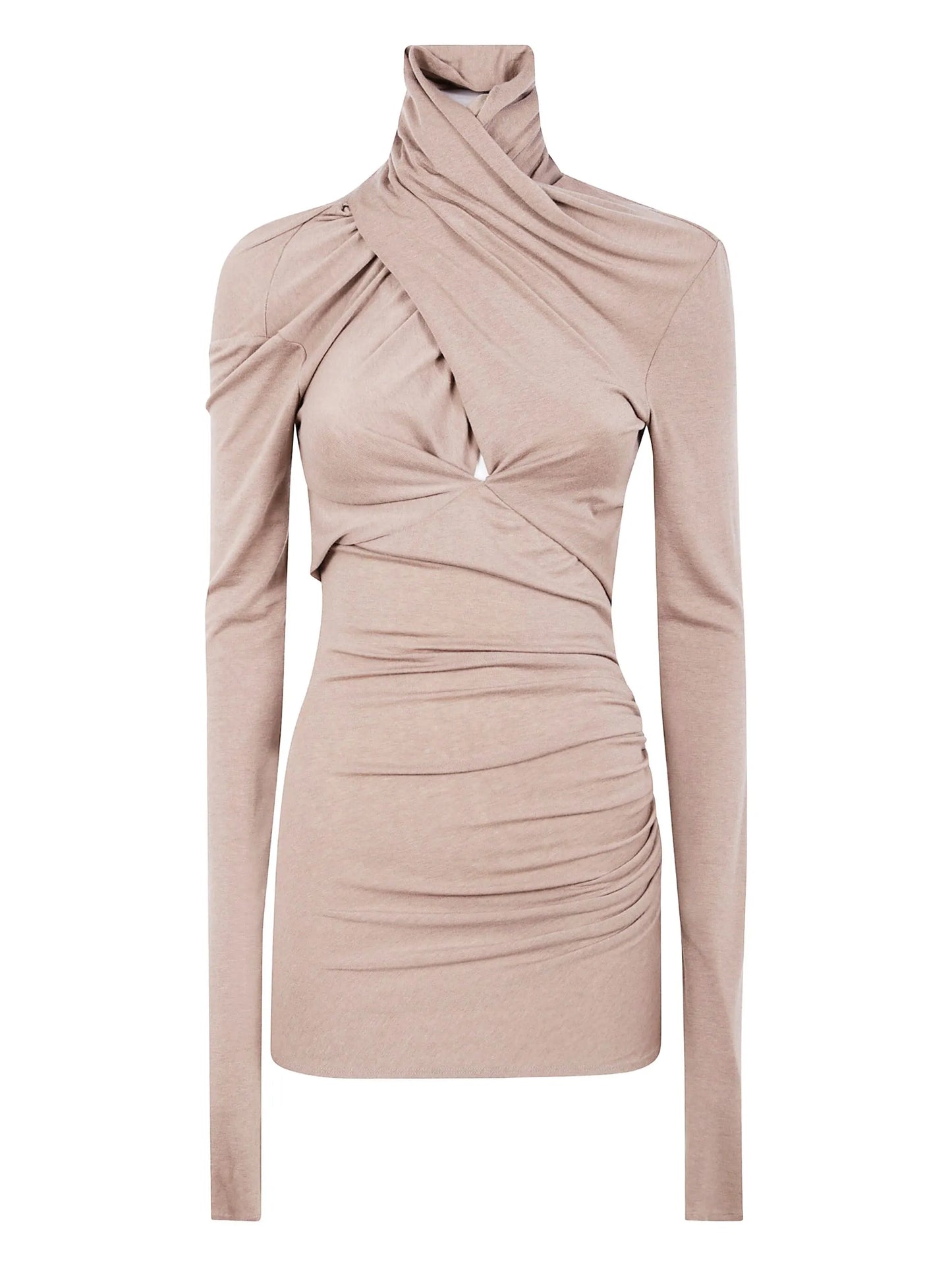 cross-neck draped top