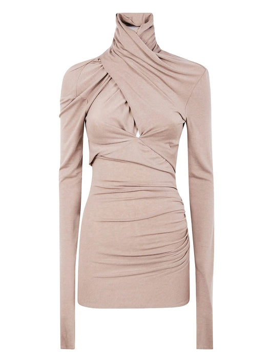 cross-neck draped top