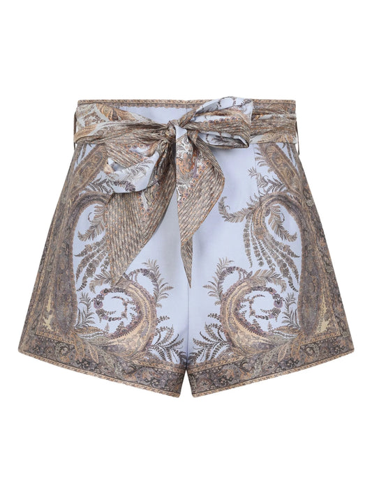 paisley-print belted shorts
