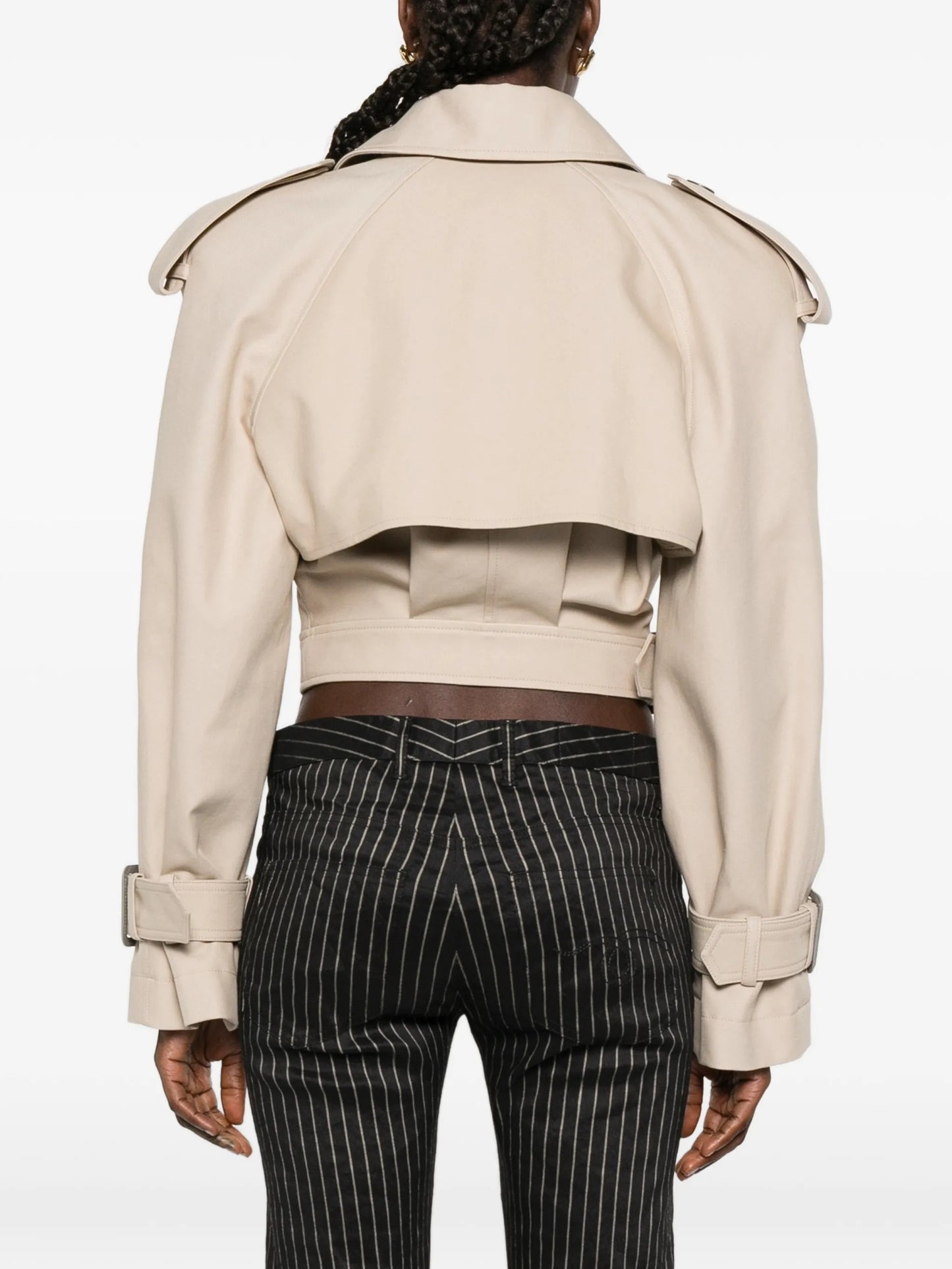 Drill buckle fastening trench jacket