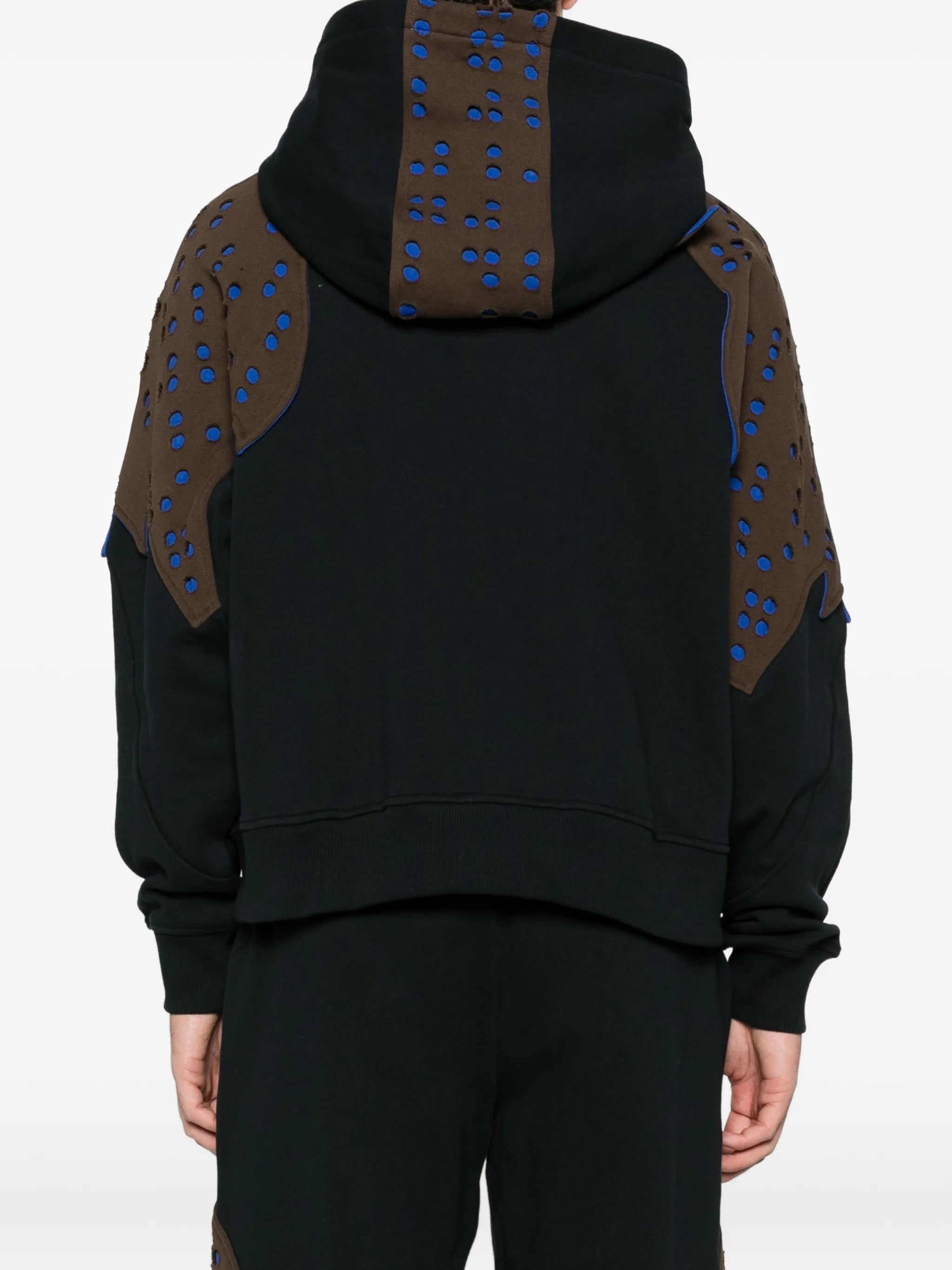 Perforated panel fleece hoodie