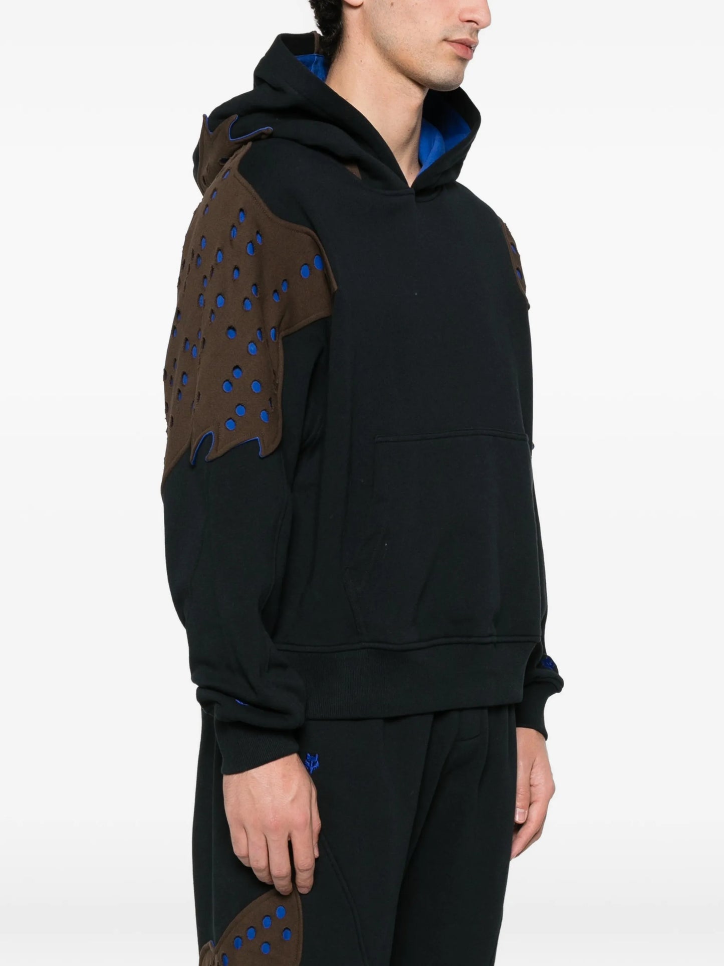 Perforated panel fleece hoodie