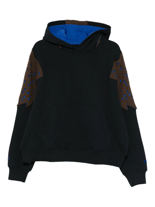 Perforated panel fleece hoodie