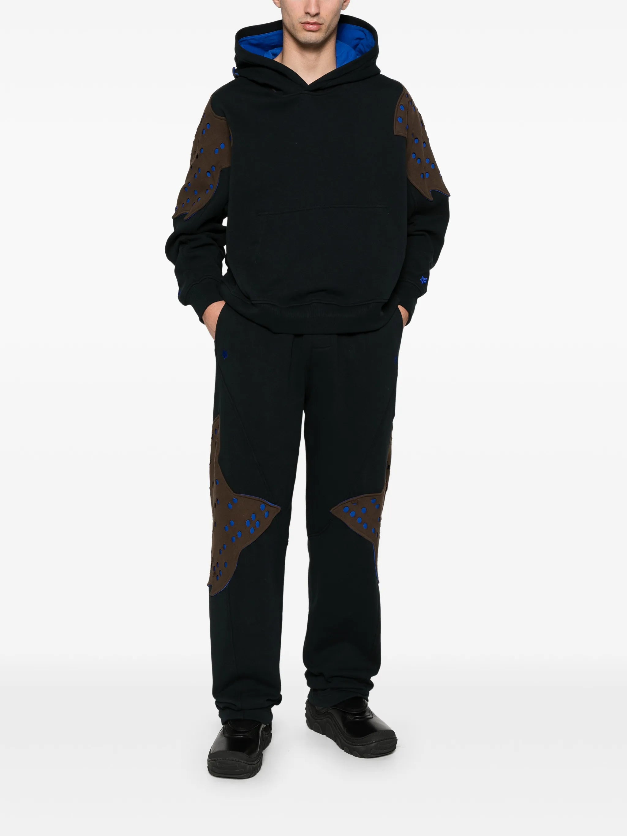 Perforated panel fleece hoodie