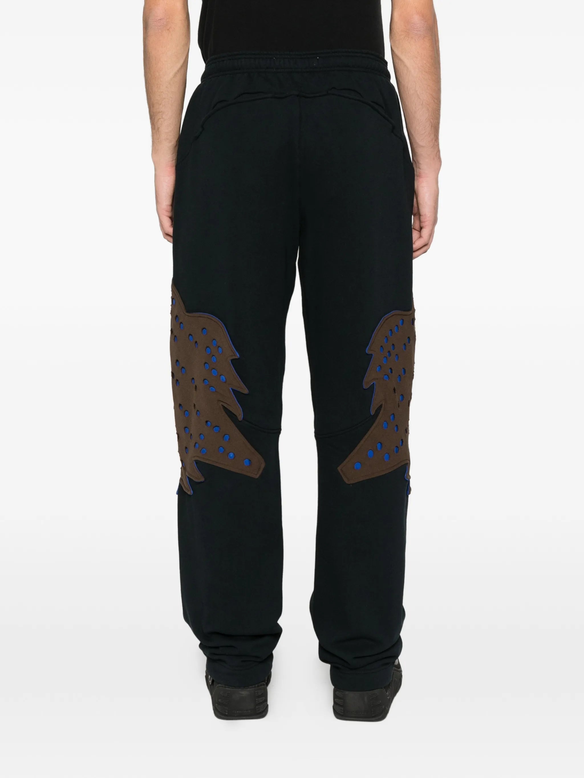perforated appliqué track pants