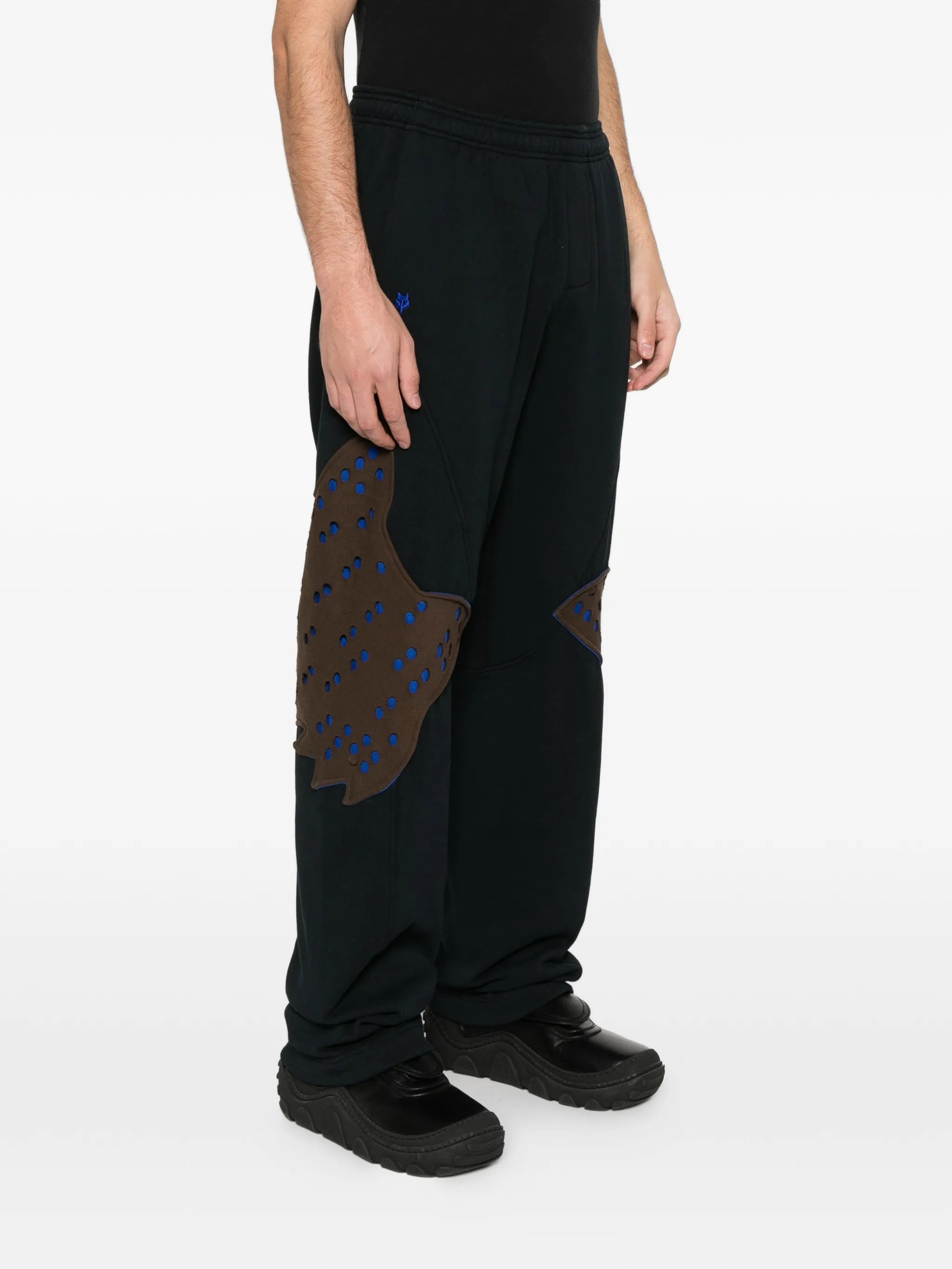 perforated appliqué track pants