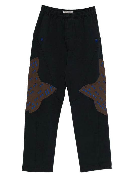 perforated appliqué track pants