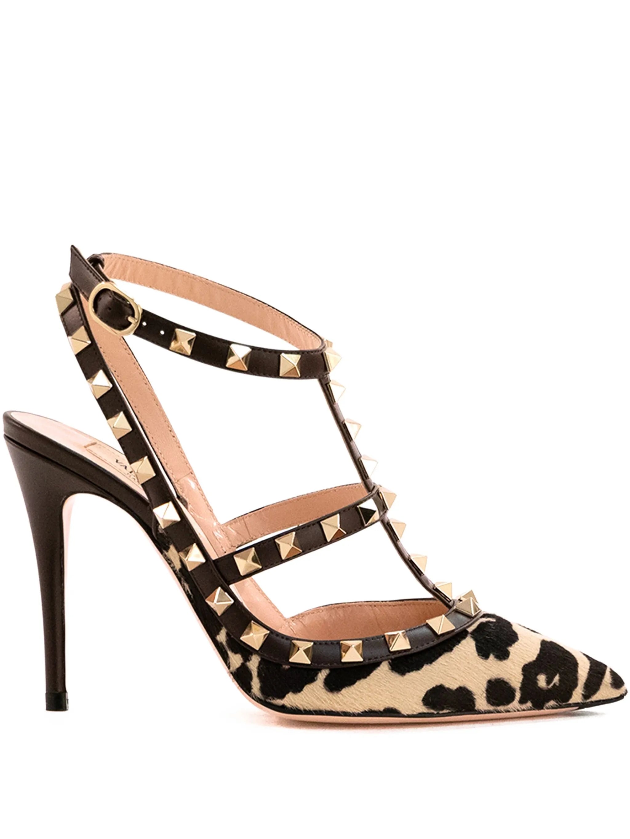 Rockstud Pumps With Straps In Pony-Effect Calfskin 100Mm